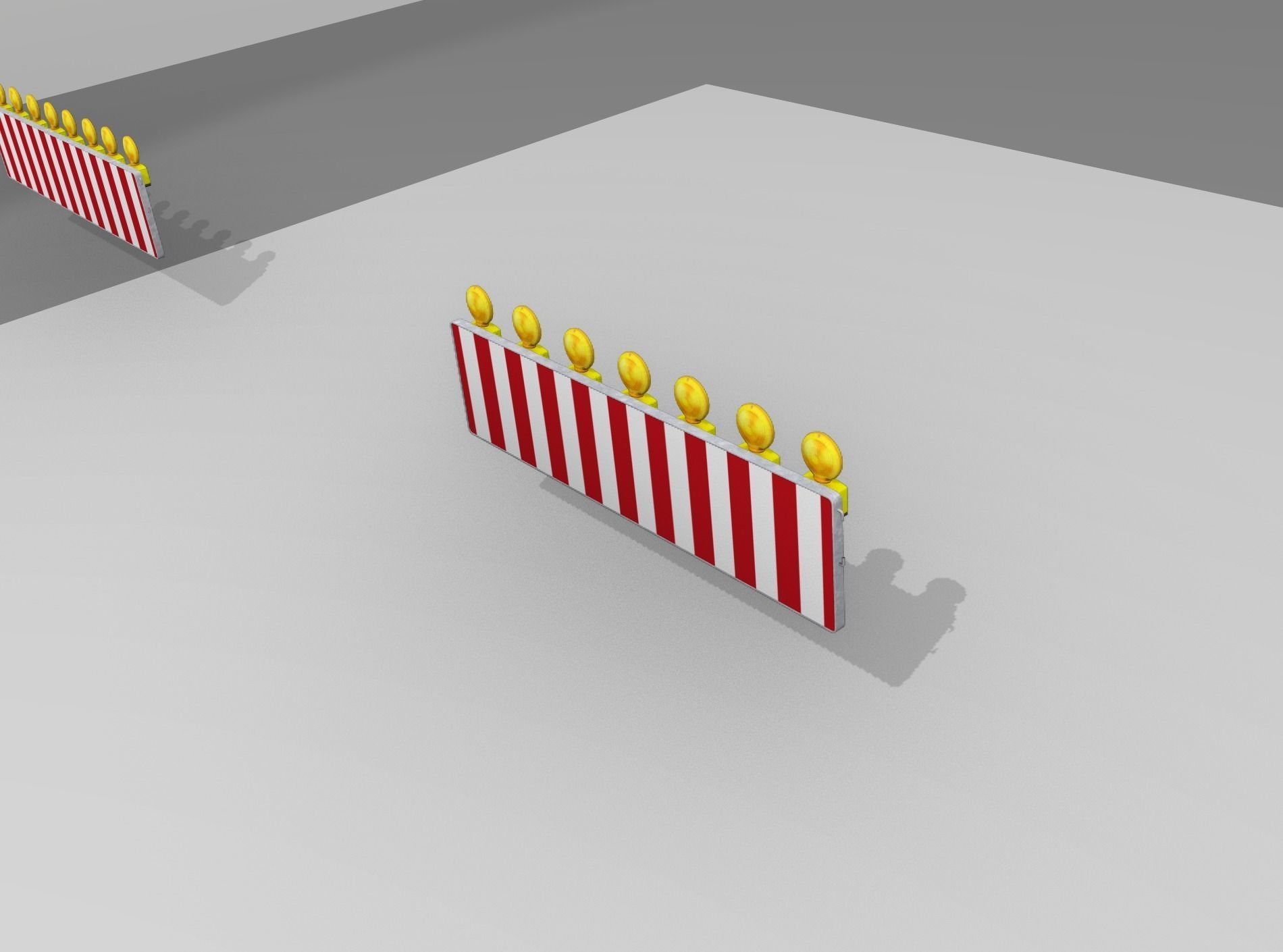 Construction Barrier 4 with warning lights 600-38 500x2000mm Low-poly 3D model_9