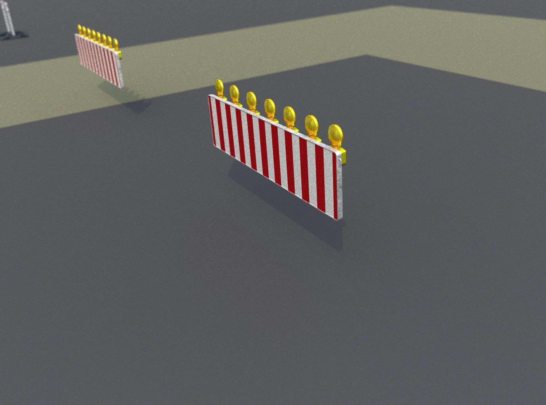 Construction Barrier 4 with warning lights 600-38 500x2000mm Low-poly 3D model_10