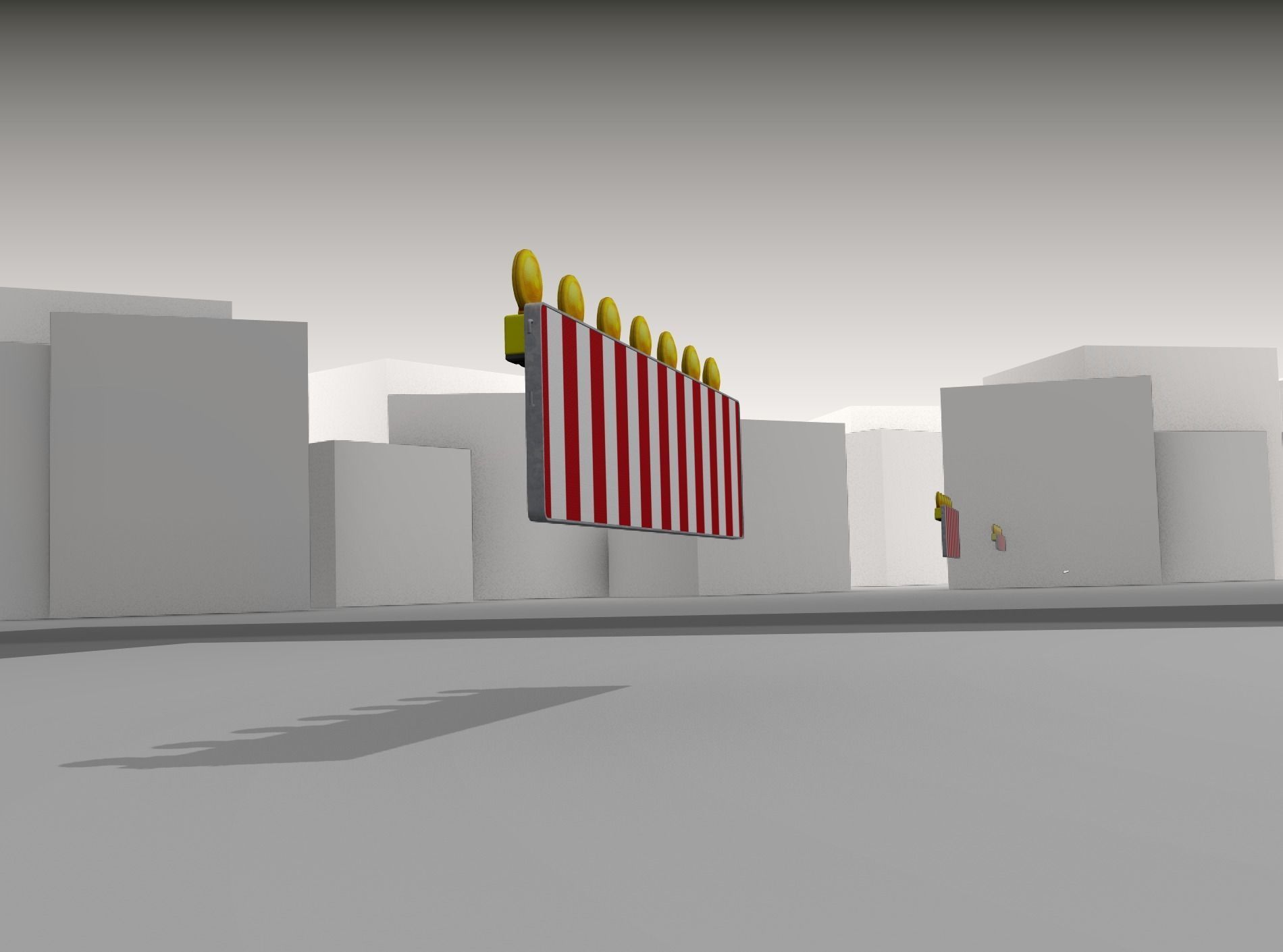 Construction Barrier 4 with warning lights 600-38 500x2000mm Low-poly 3D model_37