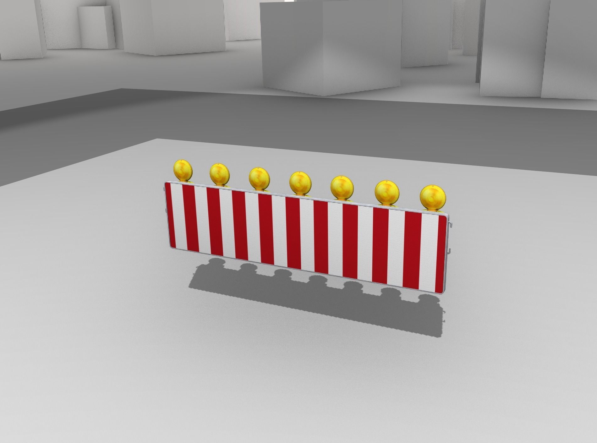 Construction Barrier 4 with warning lights 600-38 500x2000mm Low-poly 3D model_7