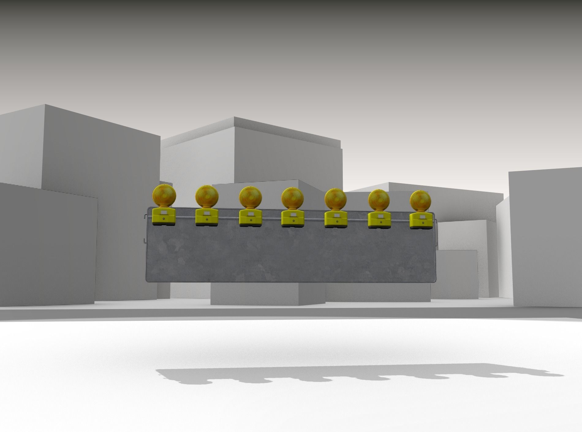 Construction Barrier 4 with warning lights 600-38 500x2000mm Low-poly 3D model_25