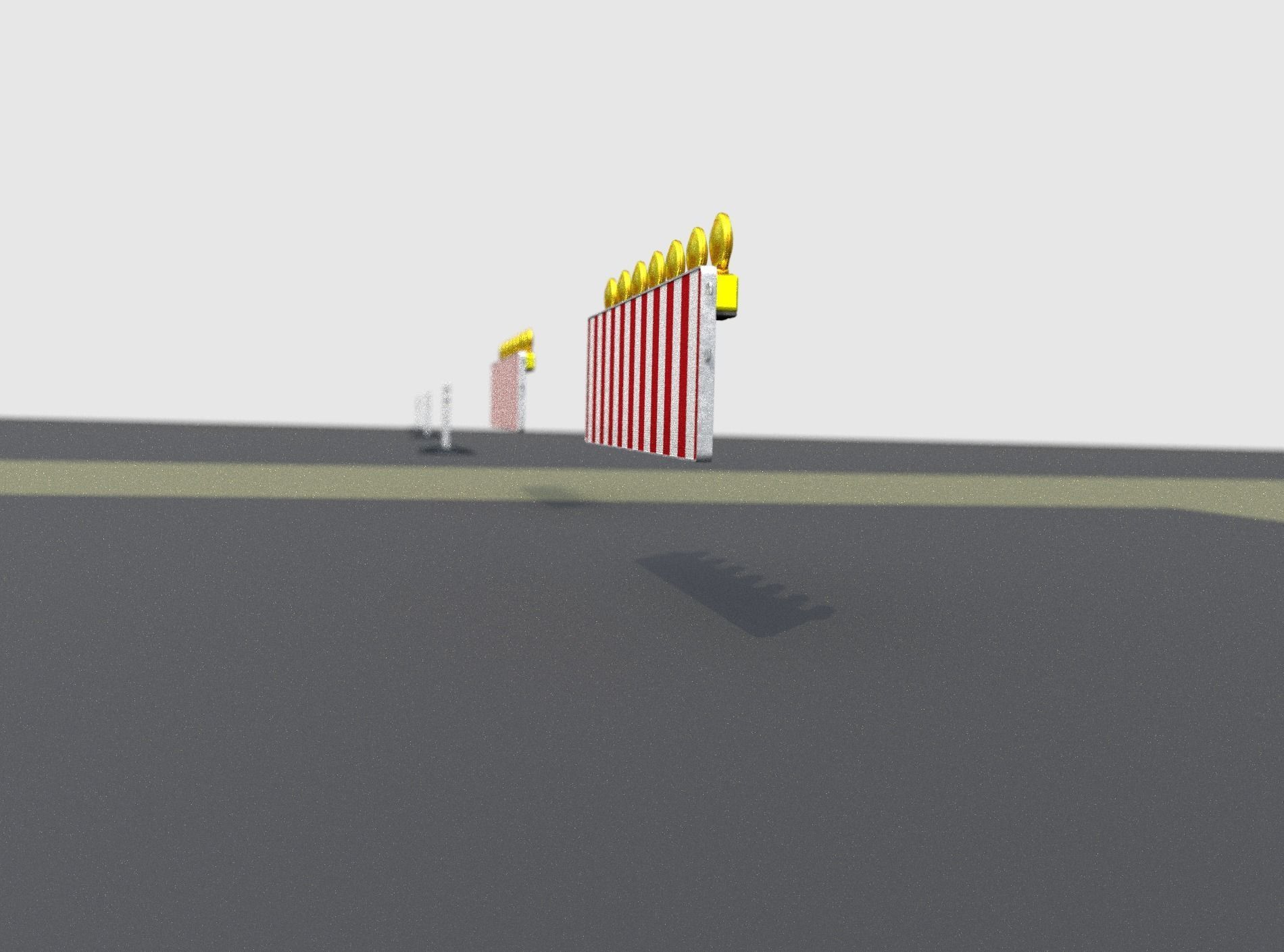 Construction Barrier 4 with warning lights 600-38 500x2000mm Low-poly 3D model_12