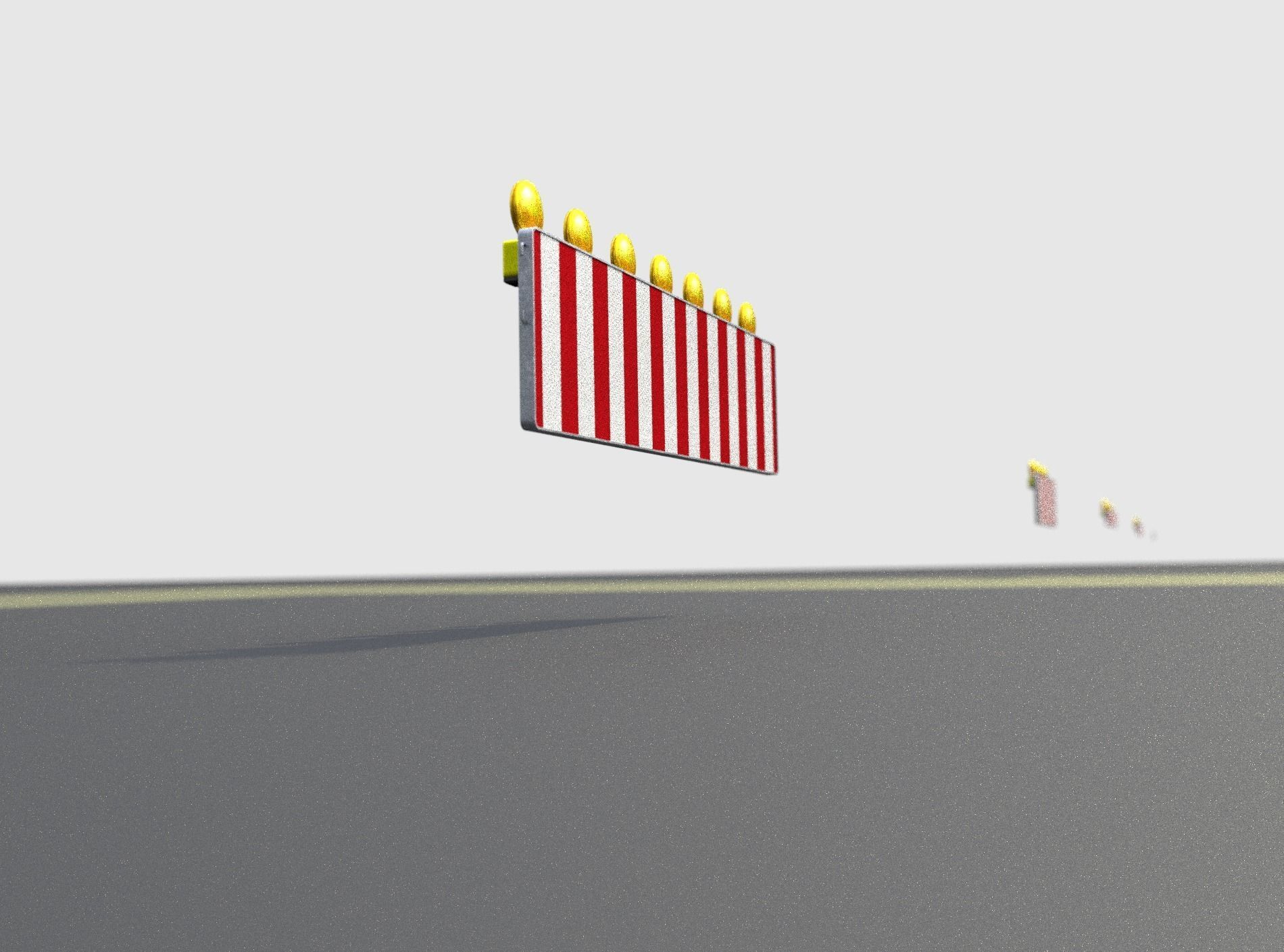 Construction Barrier 4 with warning lights 600-38 500x2000mm Low-poly 3D model_38