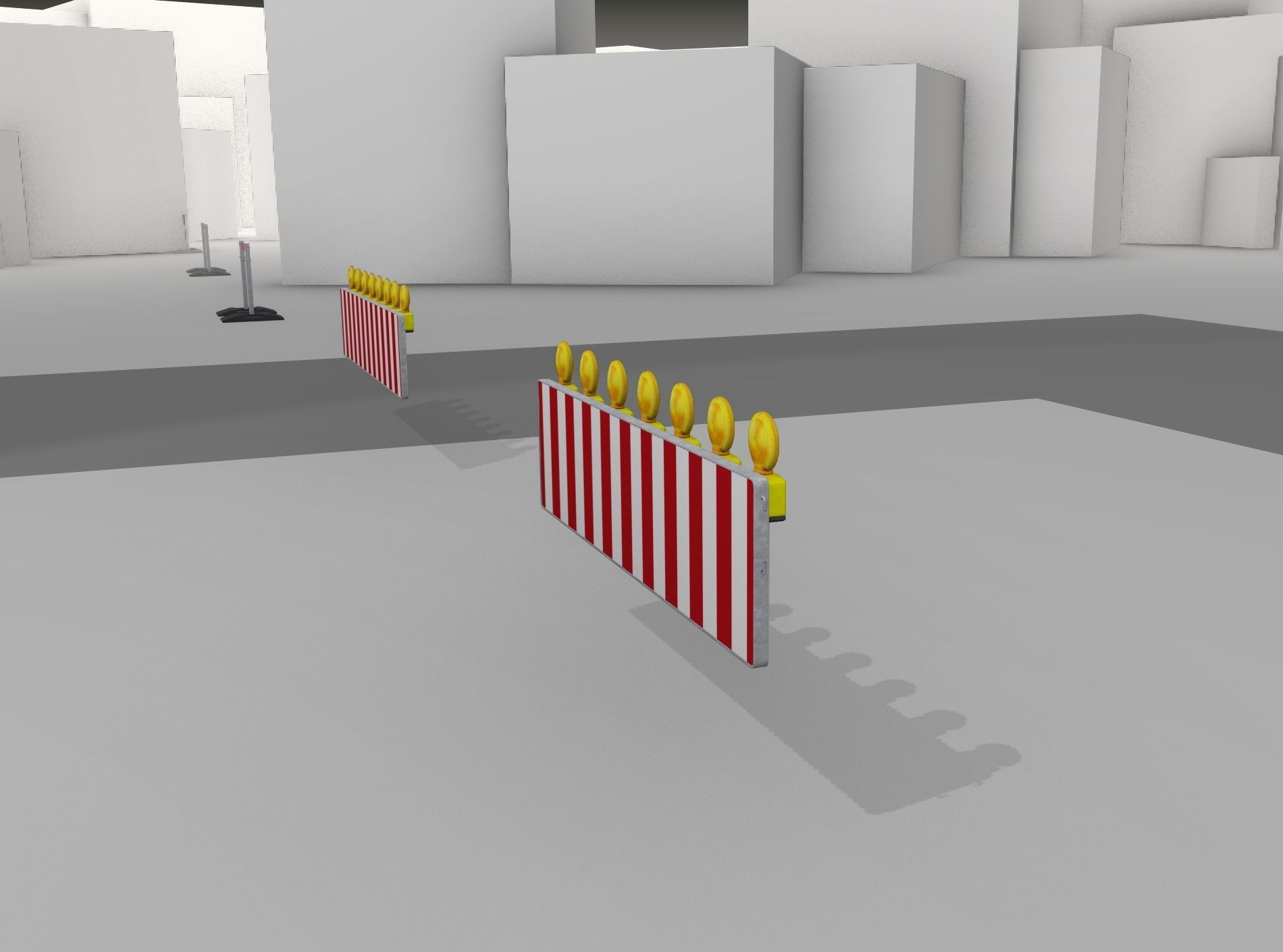 Construction Barrier 4 with warning lights 600-38 500x2000mm Low-poly 3D model_11