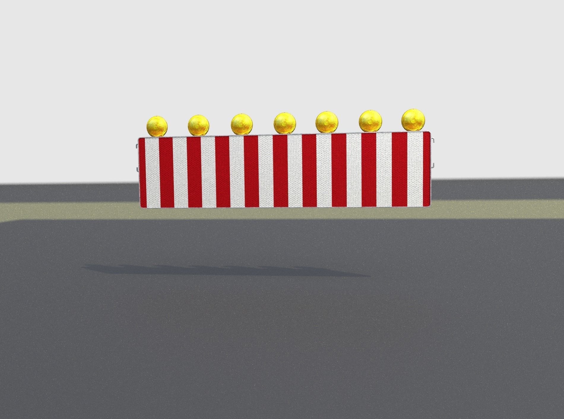 Construction Barrier 4 with warning lights 600-38 500x2000mm Low-poly 3D model_5