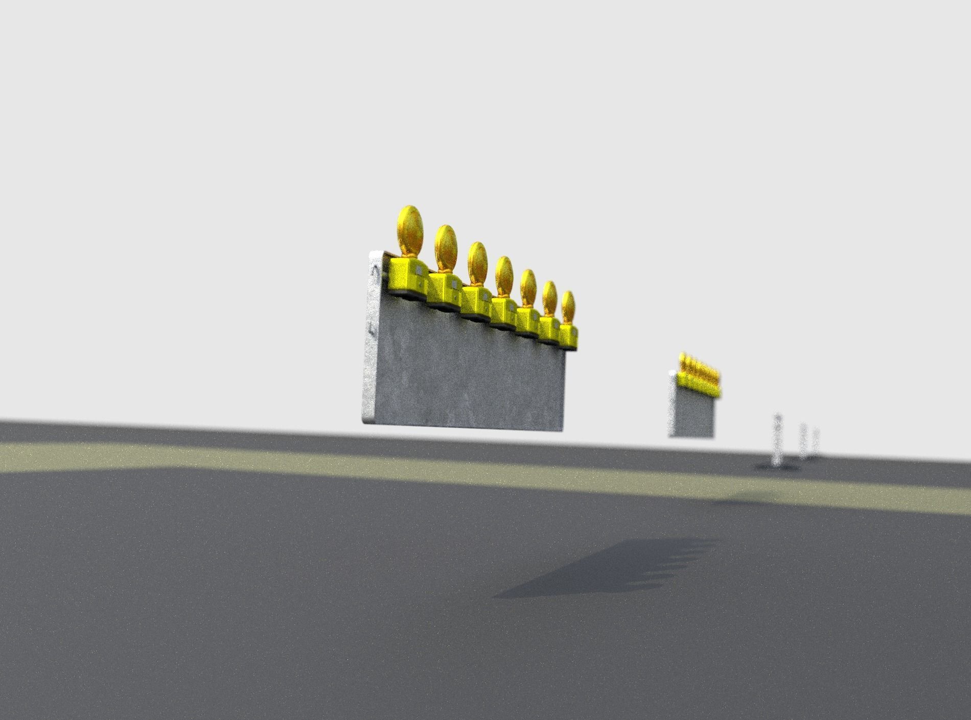 Construction Barrier 4 with warning lights 600-38 500x2000mm Low-poly 3D model_16