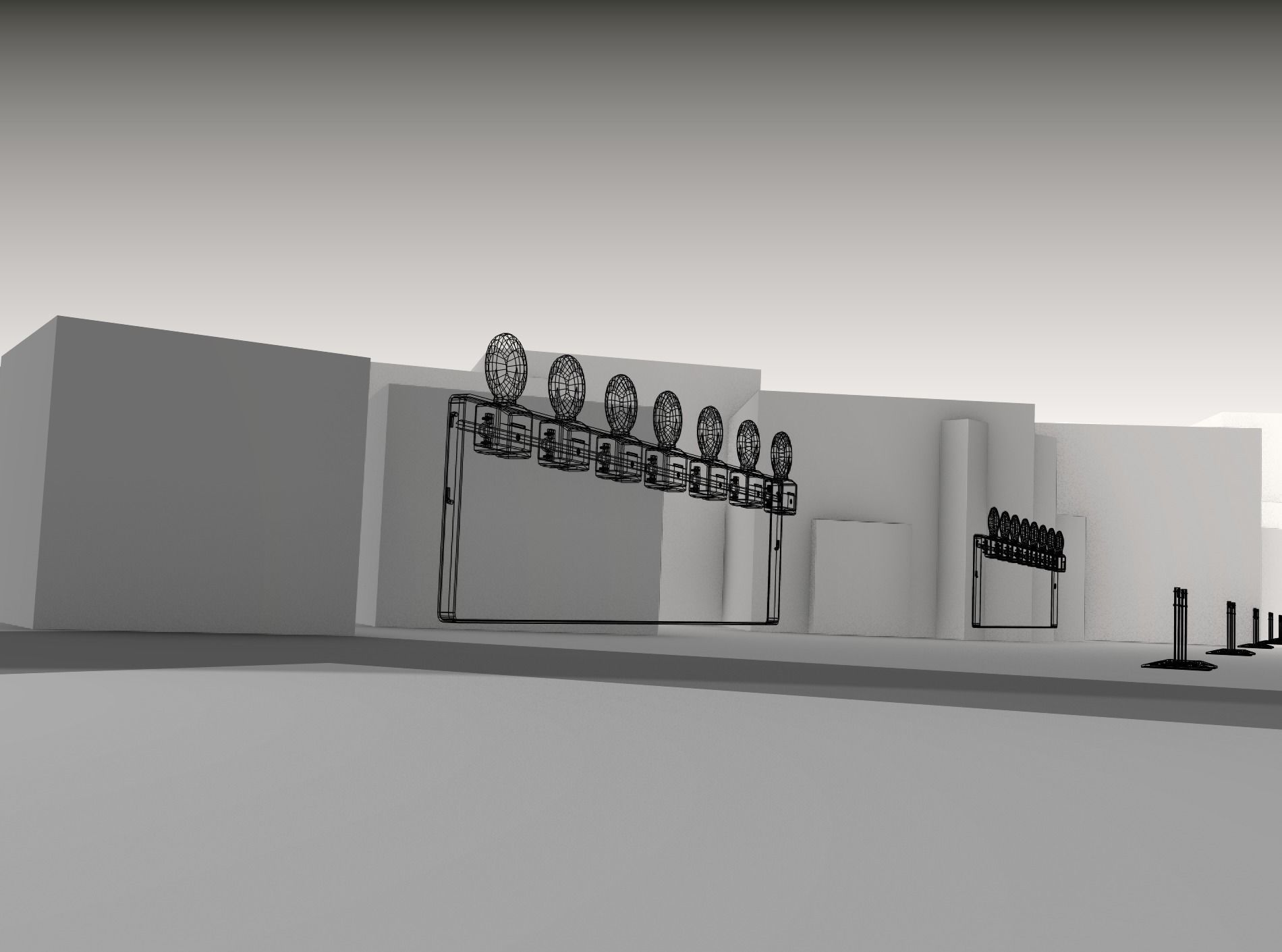 Construction Barrier 4 with warning lights 600-38 500x2000mm Low-poly 3D model_17