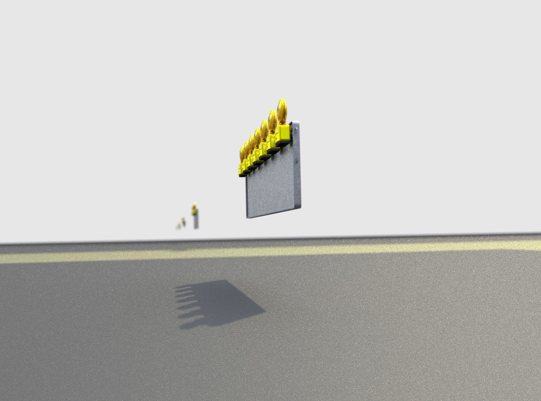 Construction Barrier 4 with warning lights 600-38 500x2000mm Low-poly 3D model_34