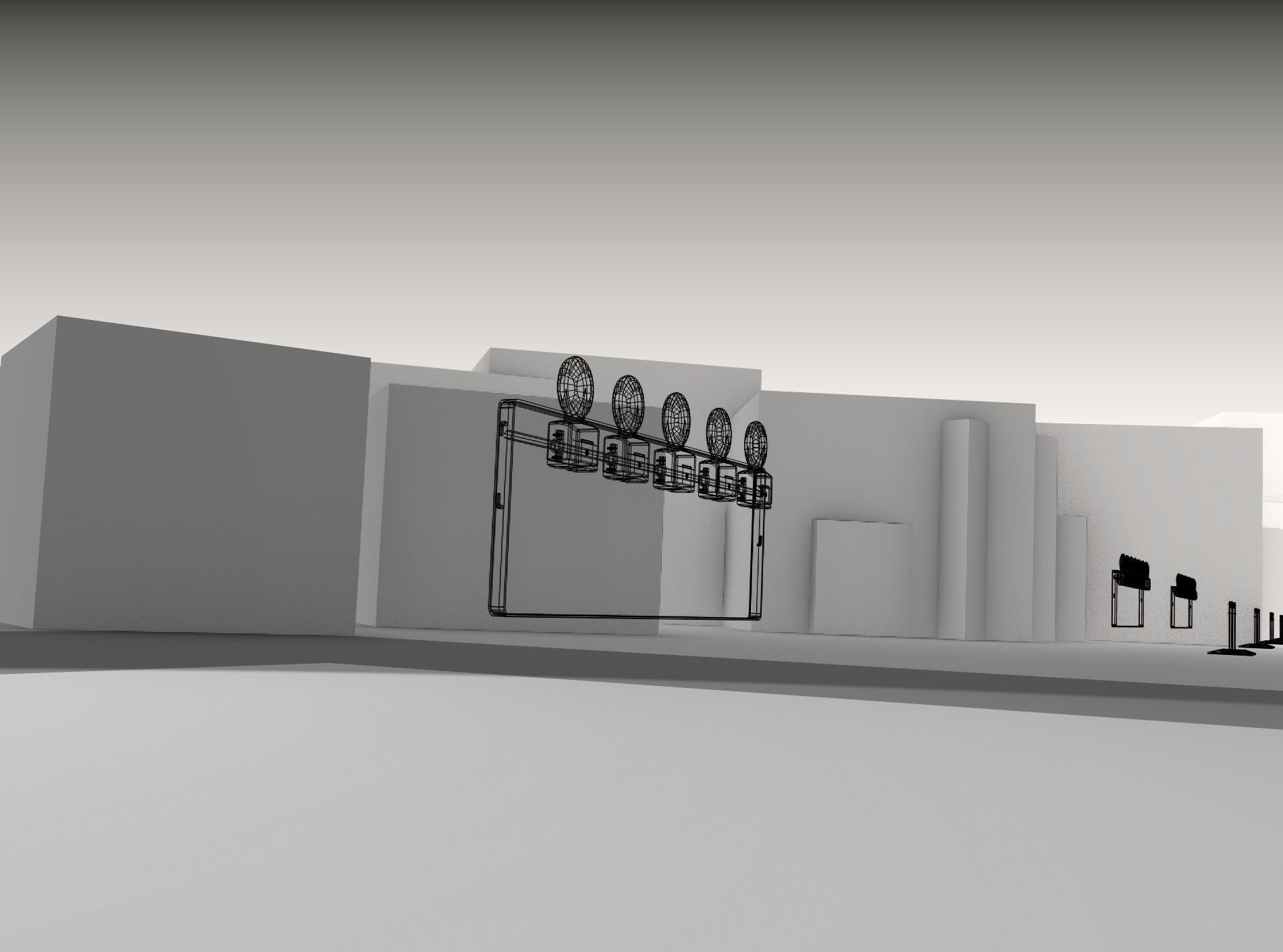 Construction Barrier 4 with warning lights 600-37 500x1600mm Low-poly 3D model_17