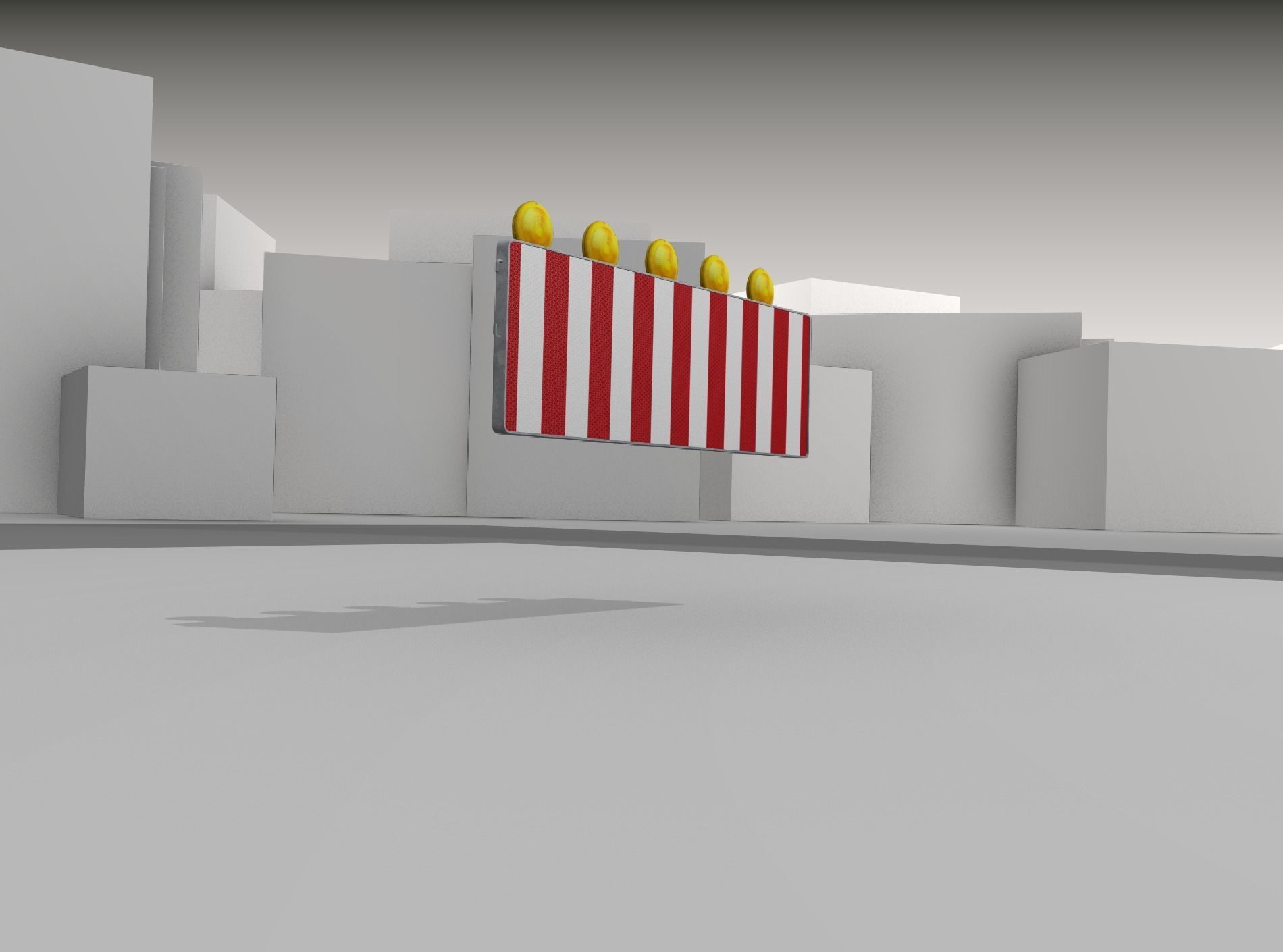 Construction Barrier 4 with warning lights 600-37 500x1600mm Low-poly 3D model_41