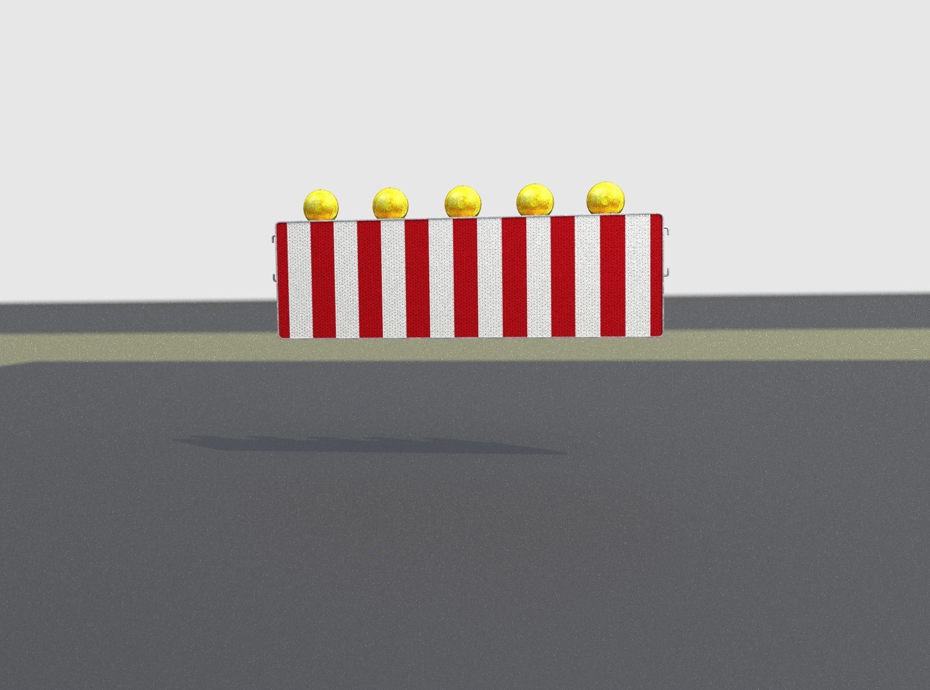 Construction Barrier 4 with warning lights 600-37 500x1600mm Low-poly 3D model_5