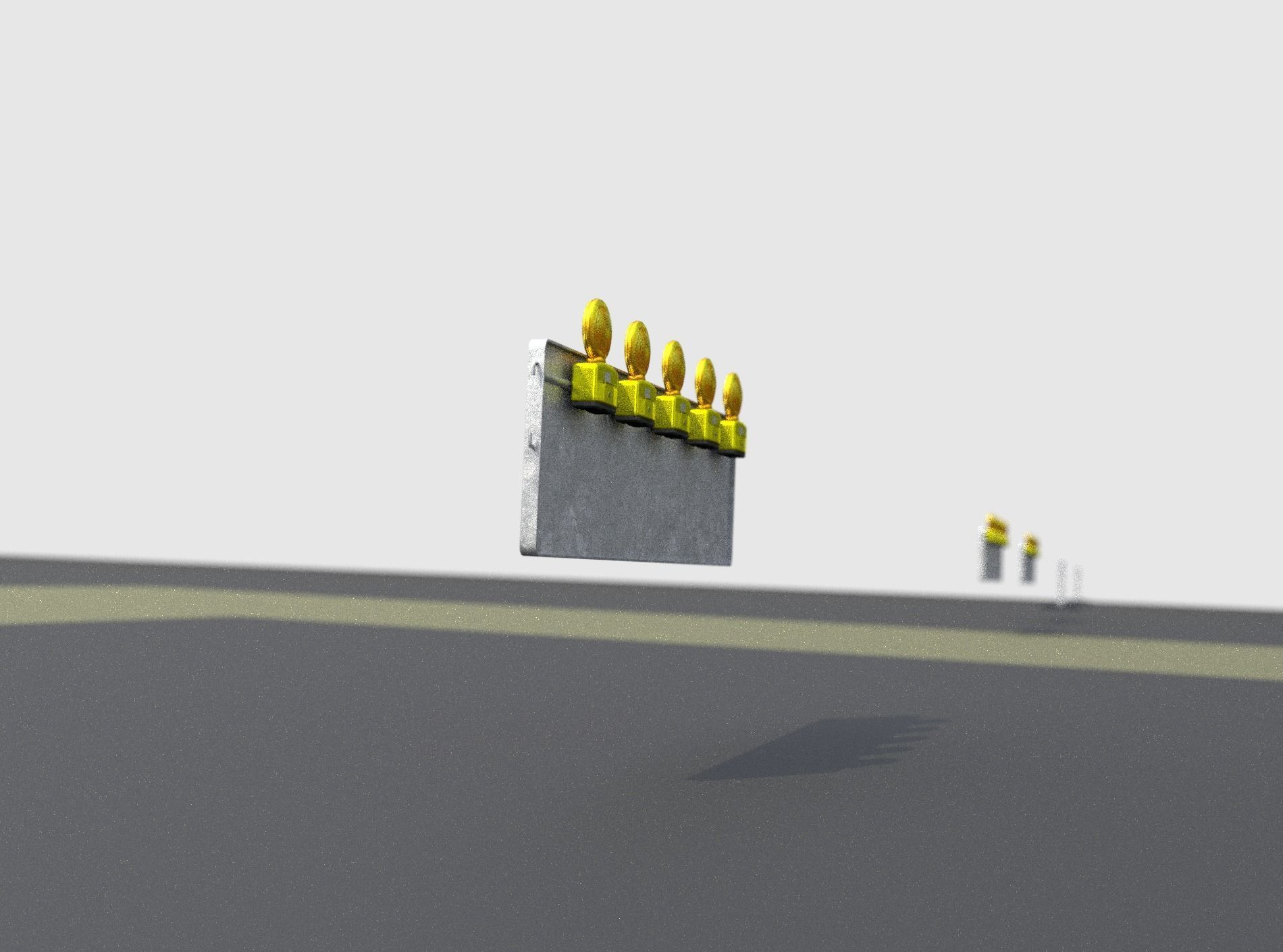 Construction Barrier 4 with warning lights 600-37 500x1600mm Low-poly 3D model_16