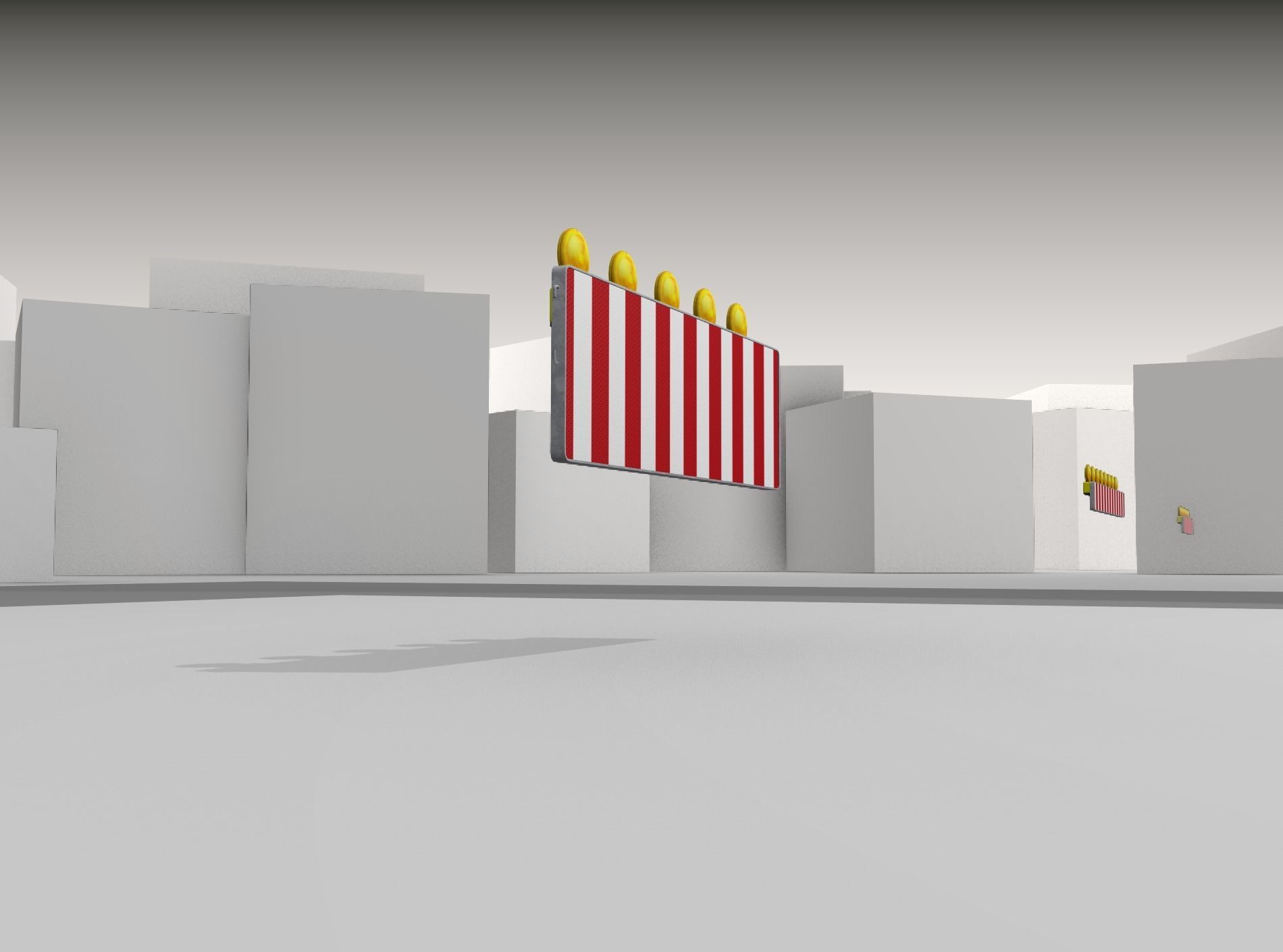 Construction Barrier 4 with warning lights 600-37 500x1600mm Low-poly 3D model_39