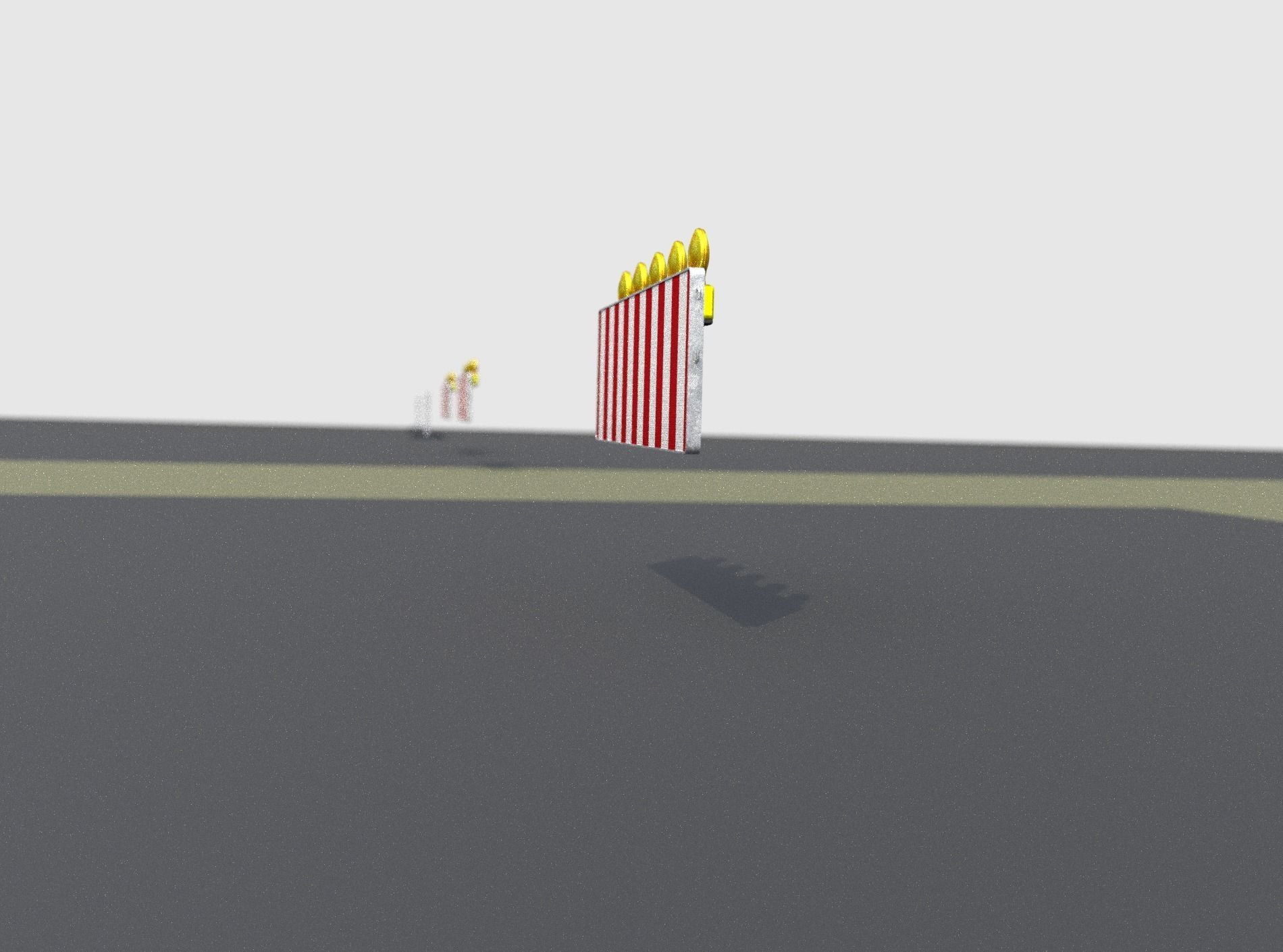 Construction Barrier 4 with warning lights 600-37 500x1600mm Low-poly 3D model_12