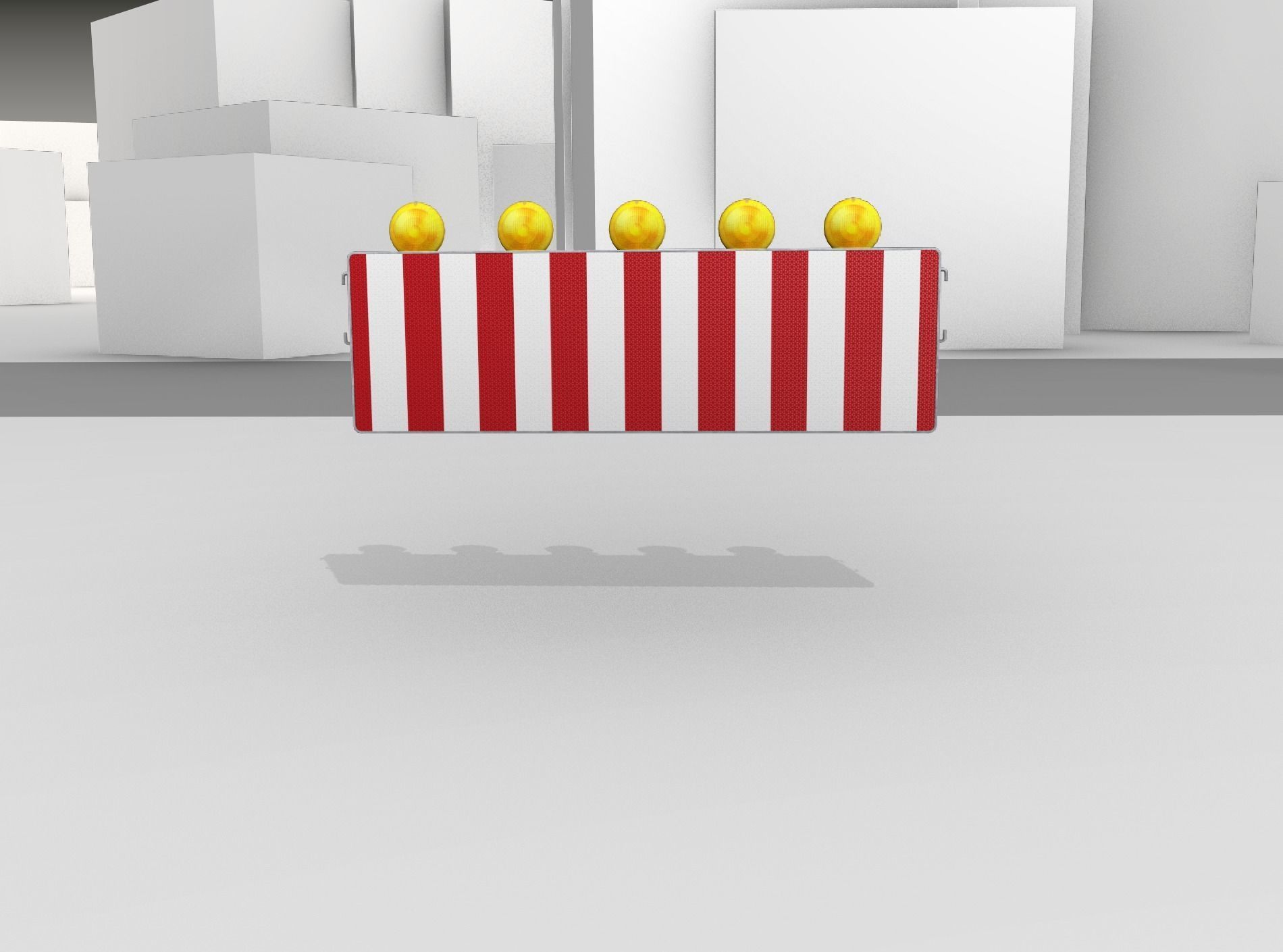 Construction Barrier 4 with warning lights 600-37 500x1600mm Low-poly 3D model_4