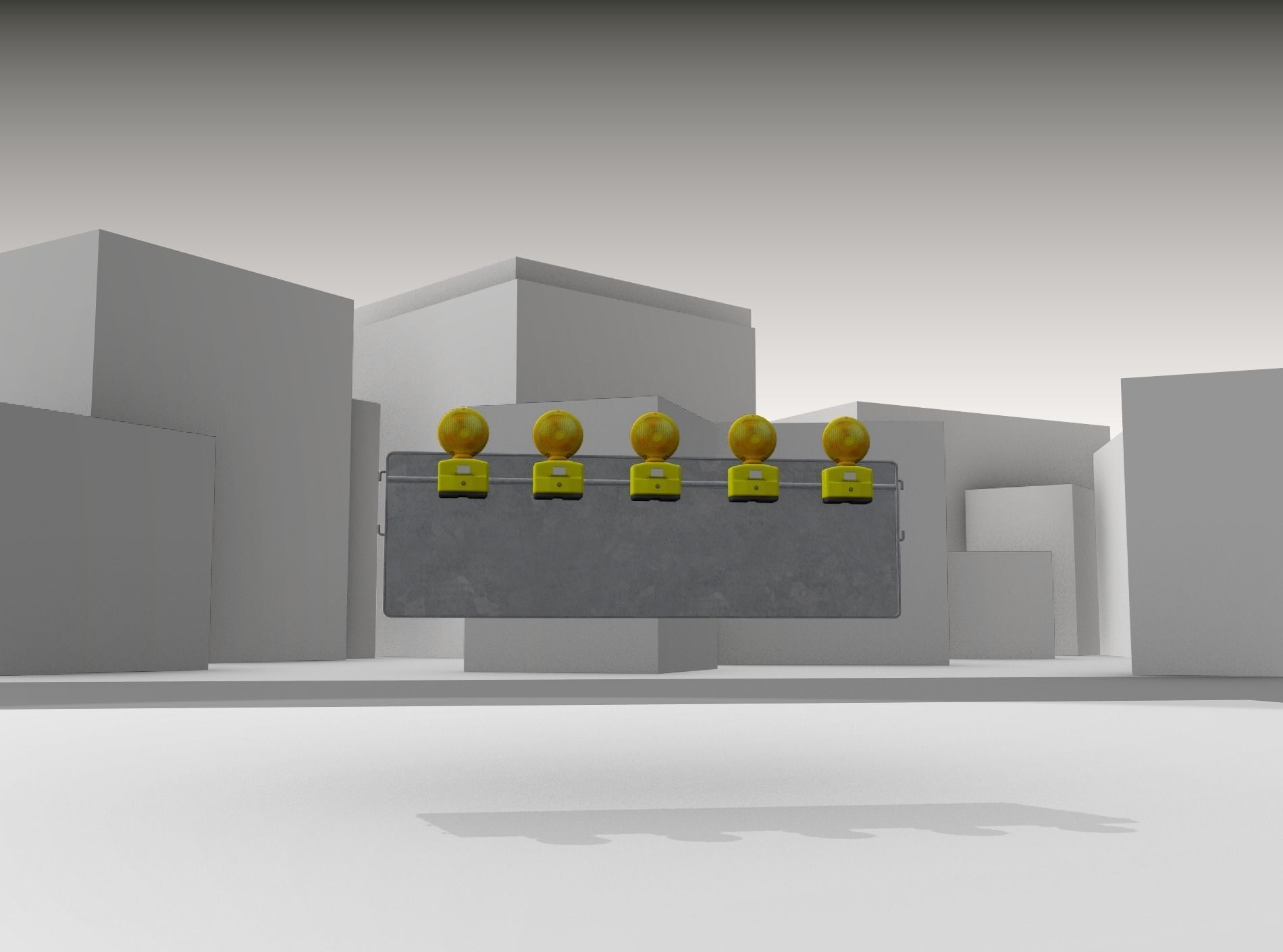 Construction Barrier 4 with warning lights 600-37 500x1600mm Low-poly 3D model_25