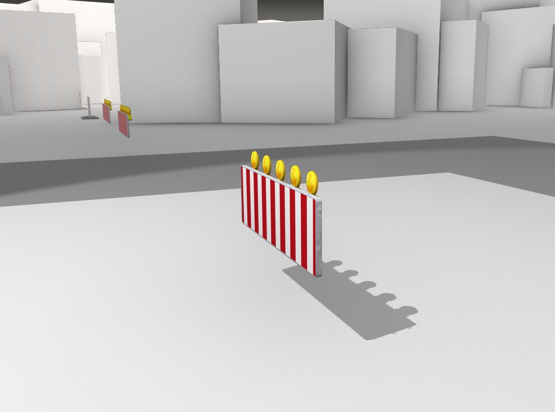 Construction Barrier 4 with warning lights 600-37 500x1600mm Low-poly 3D model_11