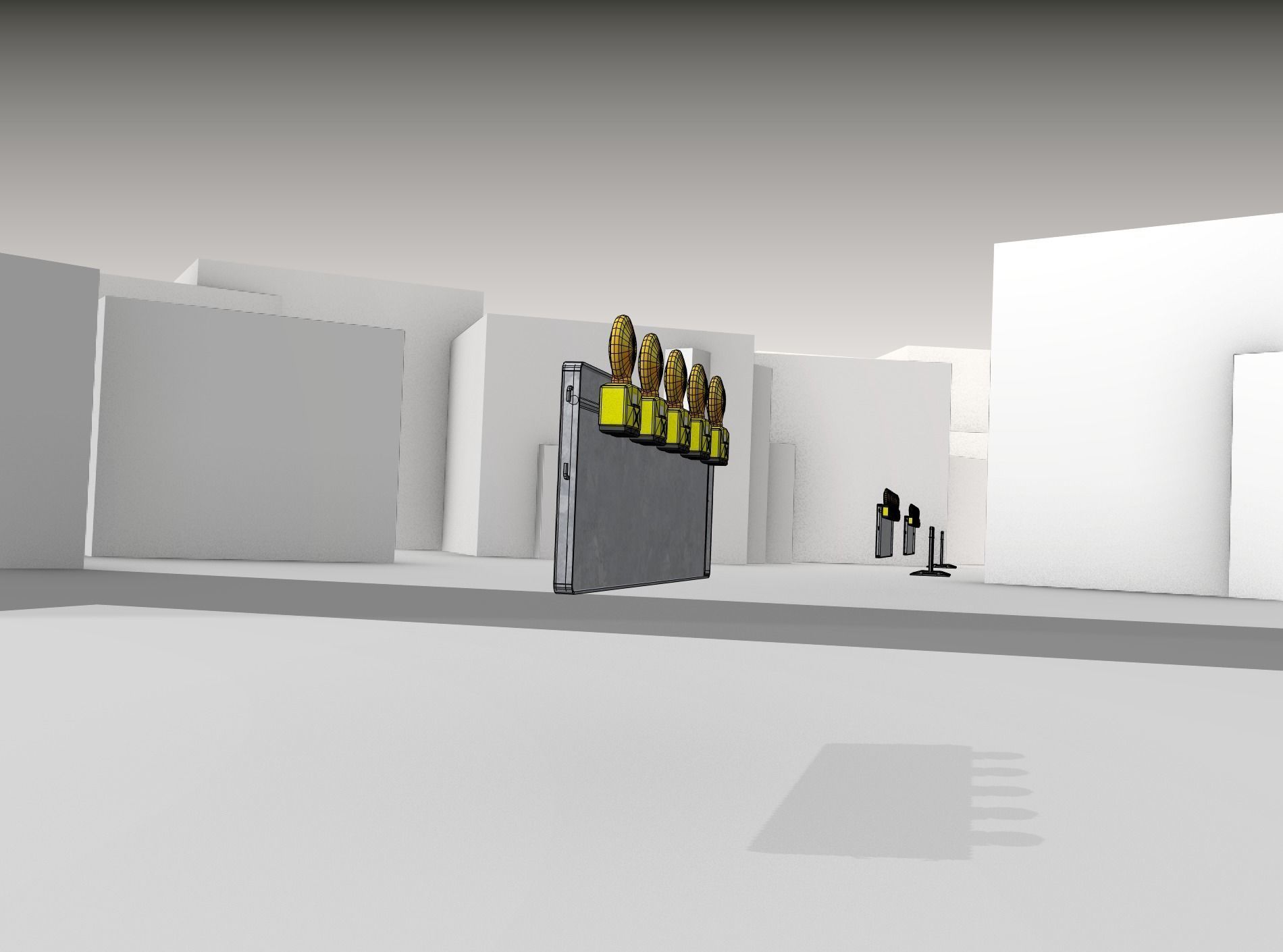 Construction Barrier 4 with warning lights 600-37 500x1600mm Low-poly 3D model_15