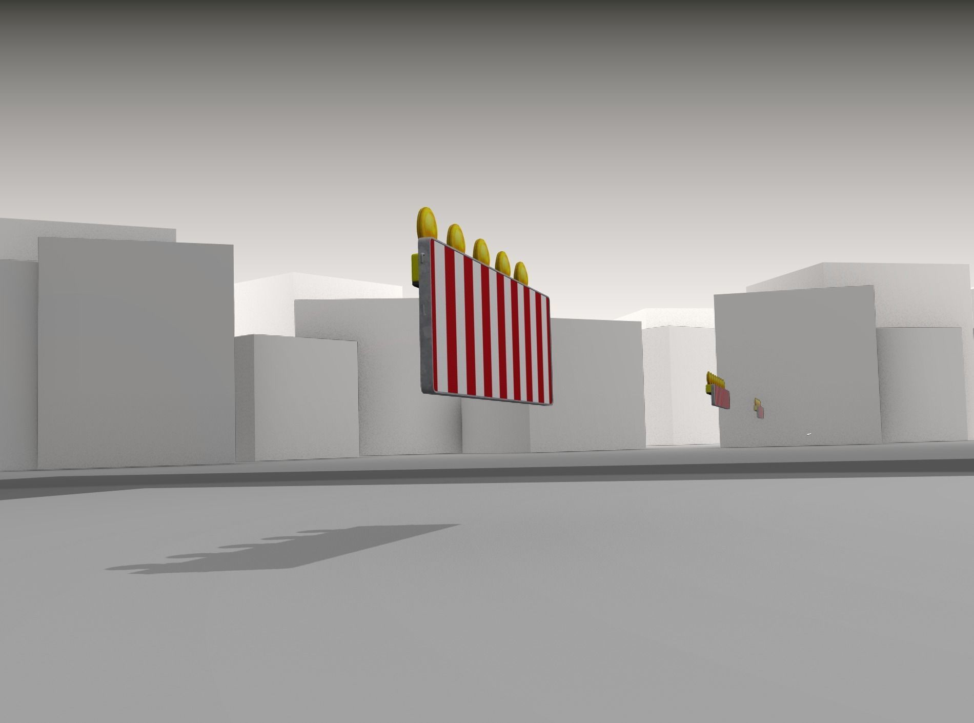 Construction Barrier 4 with warning lights 600-37 500x1600mm Low-poly 3D model_37