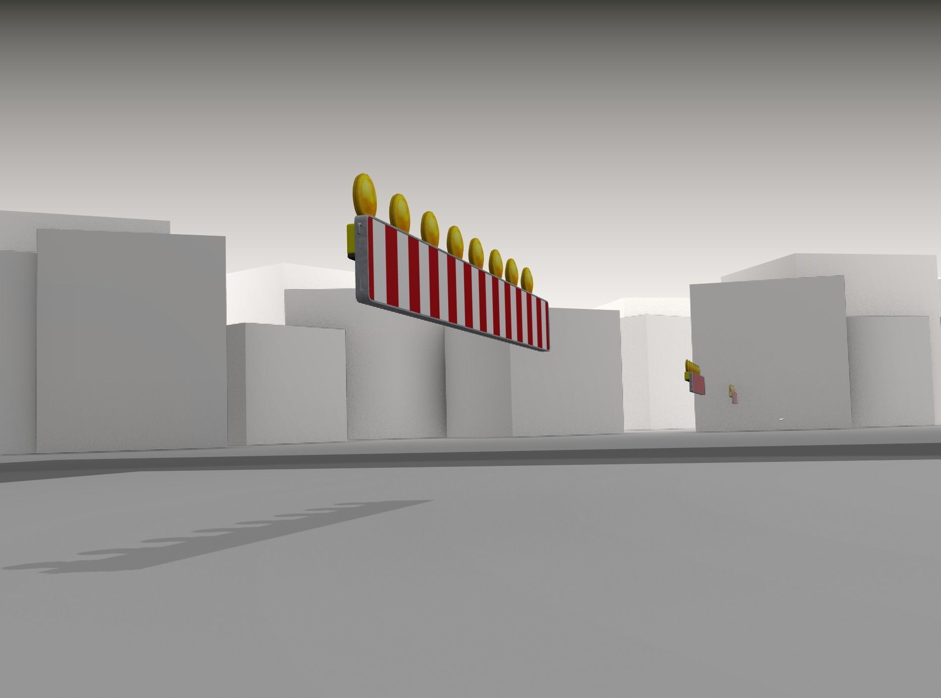 Construction Barrier 4 with warning lights 600-36 250x2400mm Low-poly 3D model_37