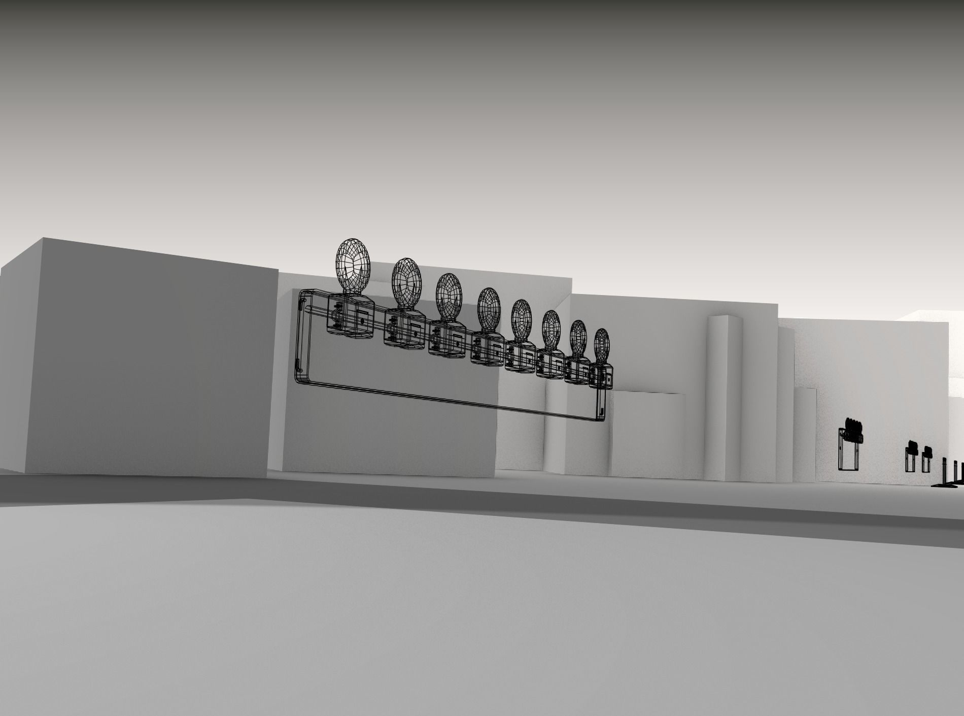 Construction Barrier 4 with warning lights 600-36 250x2400mm Low-poly 3D model_17