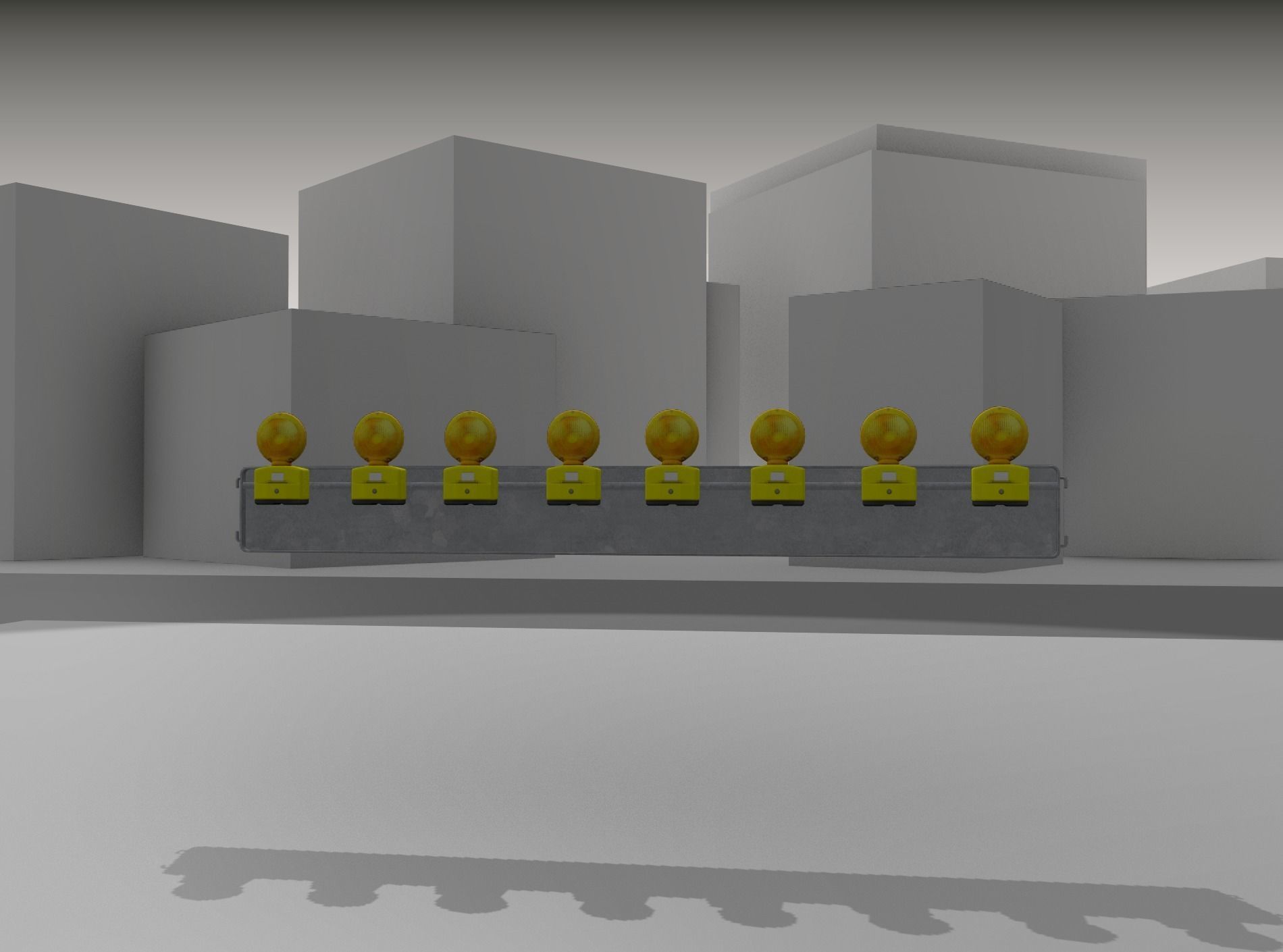 Construction Barrier 4 with warning lights 600-36 250x2400mm Low-poly 3D model_27