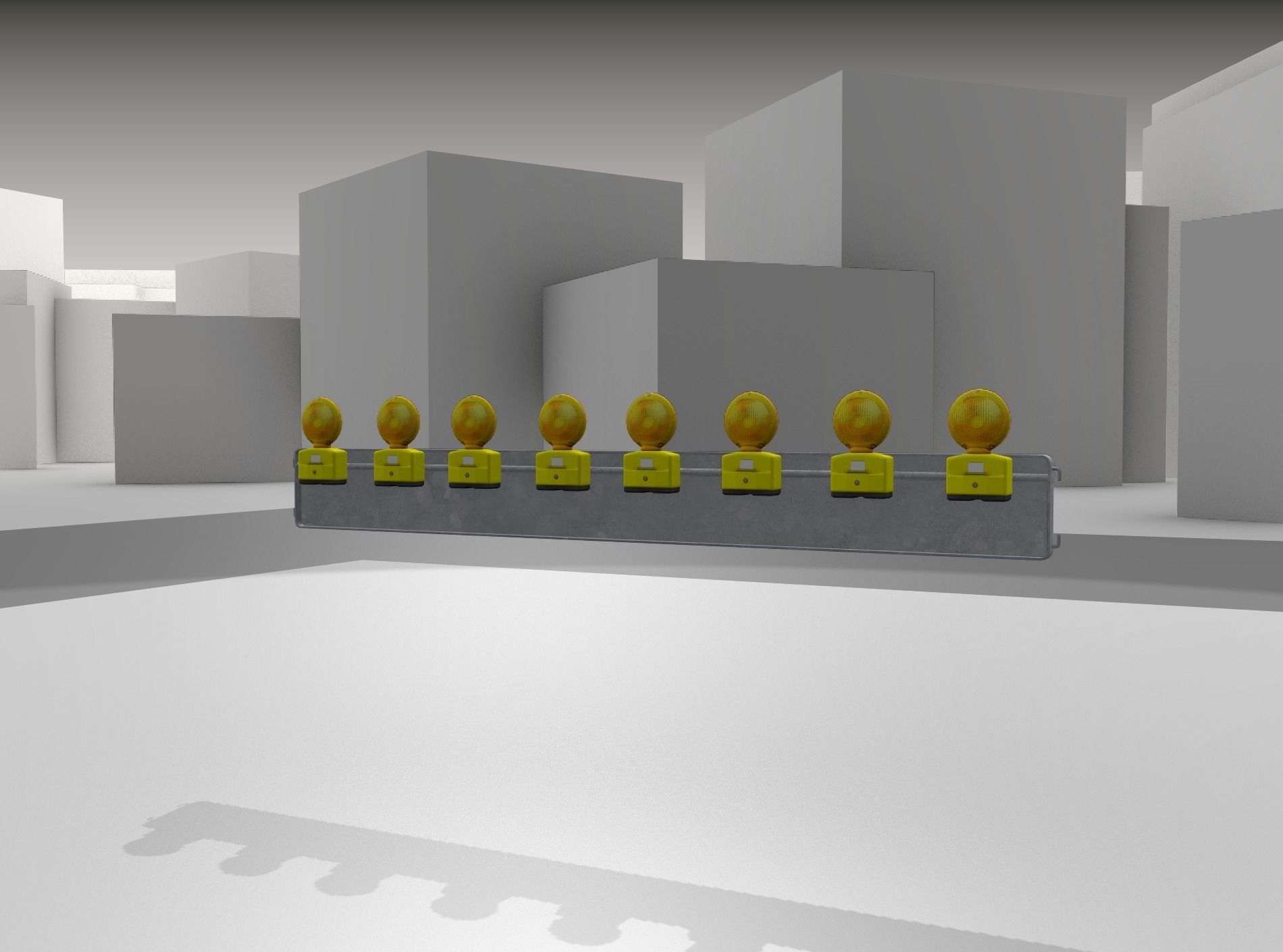 Construction Barrier 4 with warning lights 600-36 250x2400mm Low-poly 3D model_29