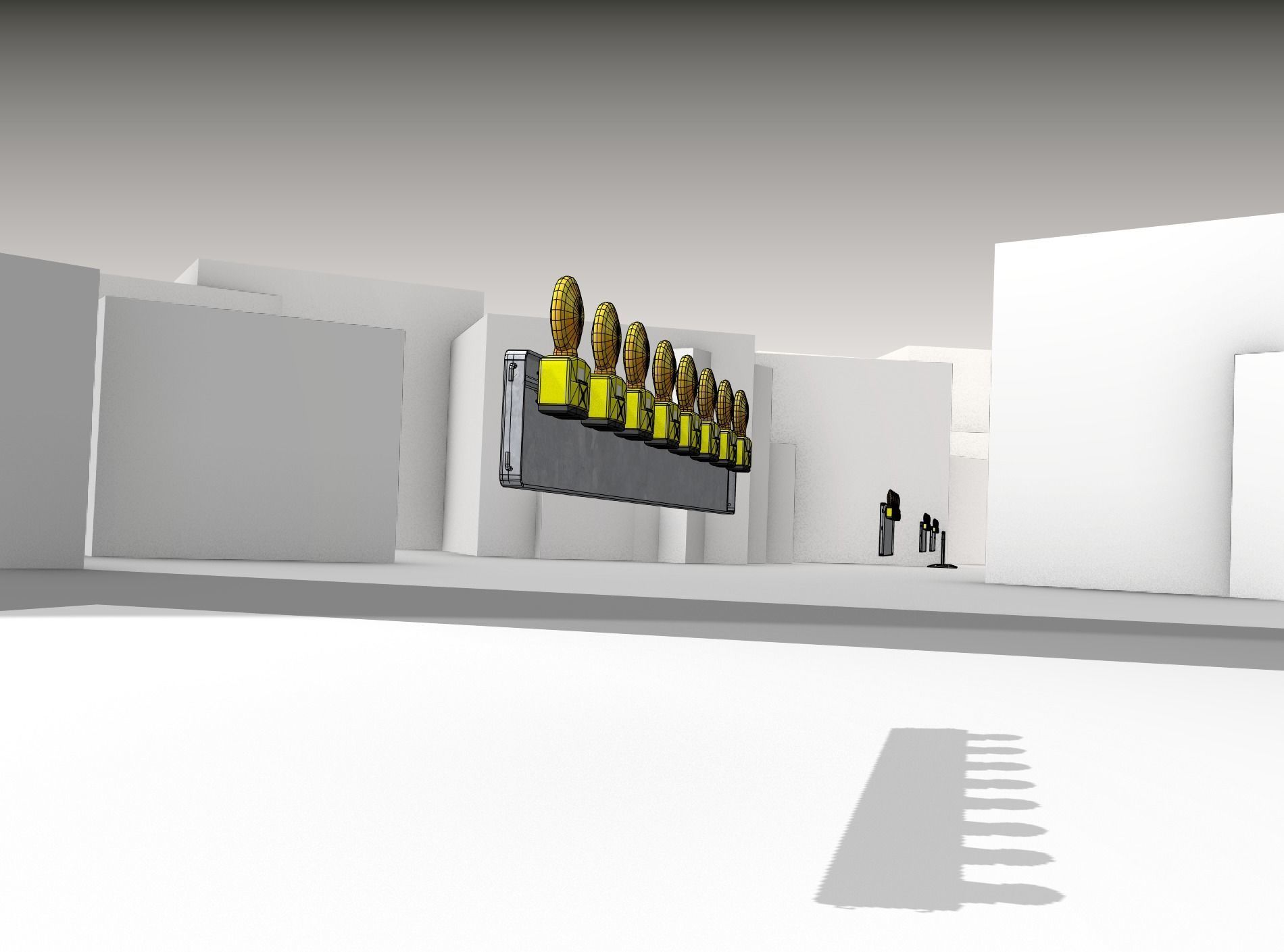 Construction Barrier 4 with warning lights 600-36 250x2400mm Low-poly 3D model_15