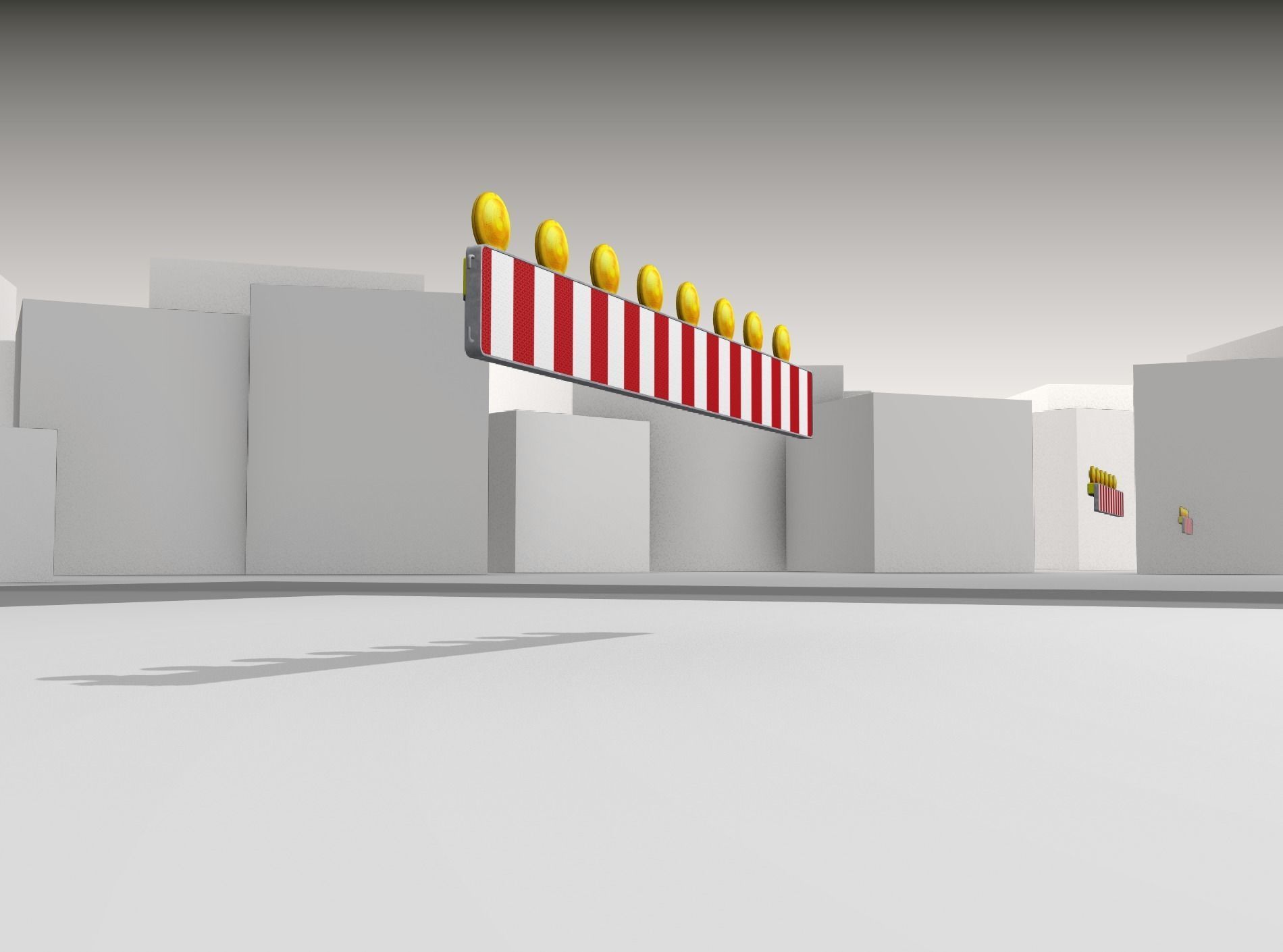 Construction Barrier 4 with warning lights 600-36 250x2400mm Low-poly 3D model_39