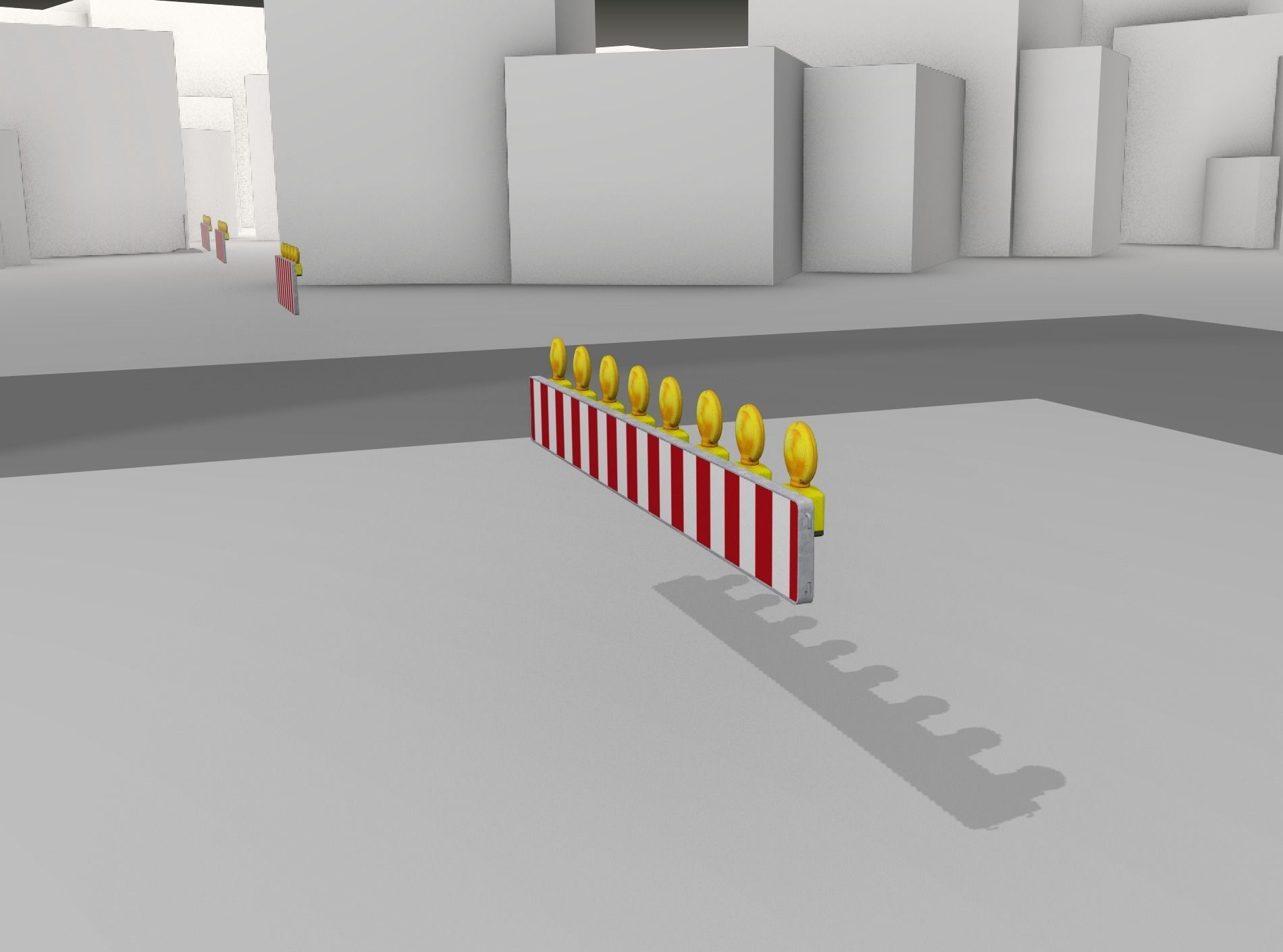 Construction Barrier 4 with warning lights 600-36 250x2400mm Low-poly 3D model_11
