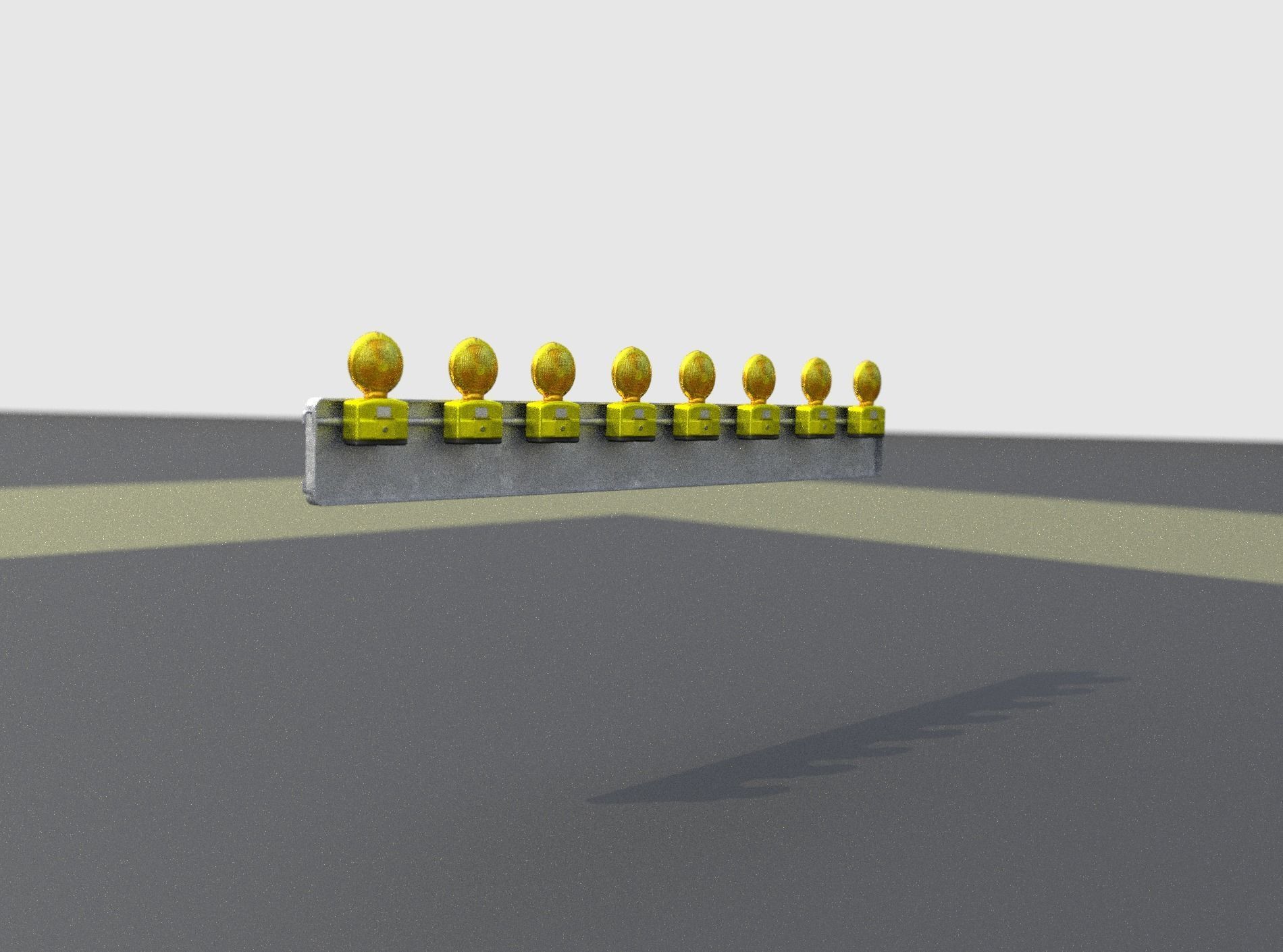 Construction Barrier 4 with warning lights 600-36 250x2400mm Low-poly 3D model_20