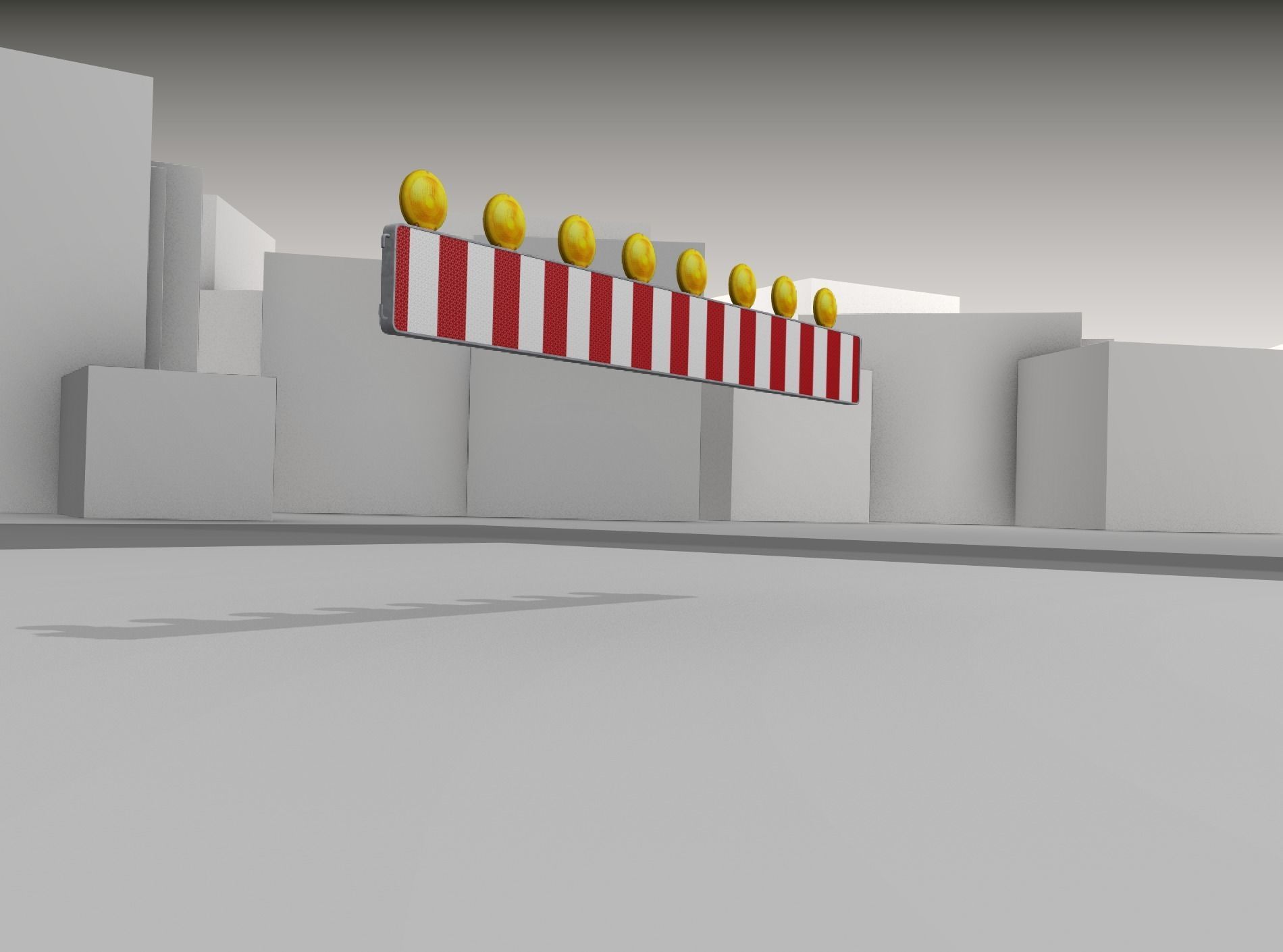 Construction Barrier 4 with warning lights 600-36 250x2400mm Low-poly 3D model_41