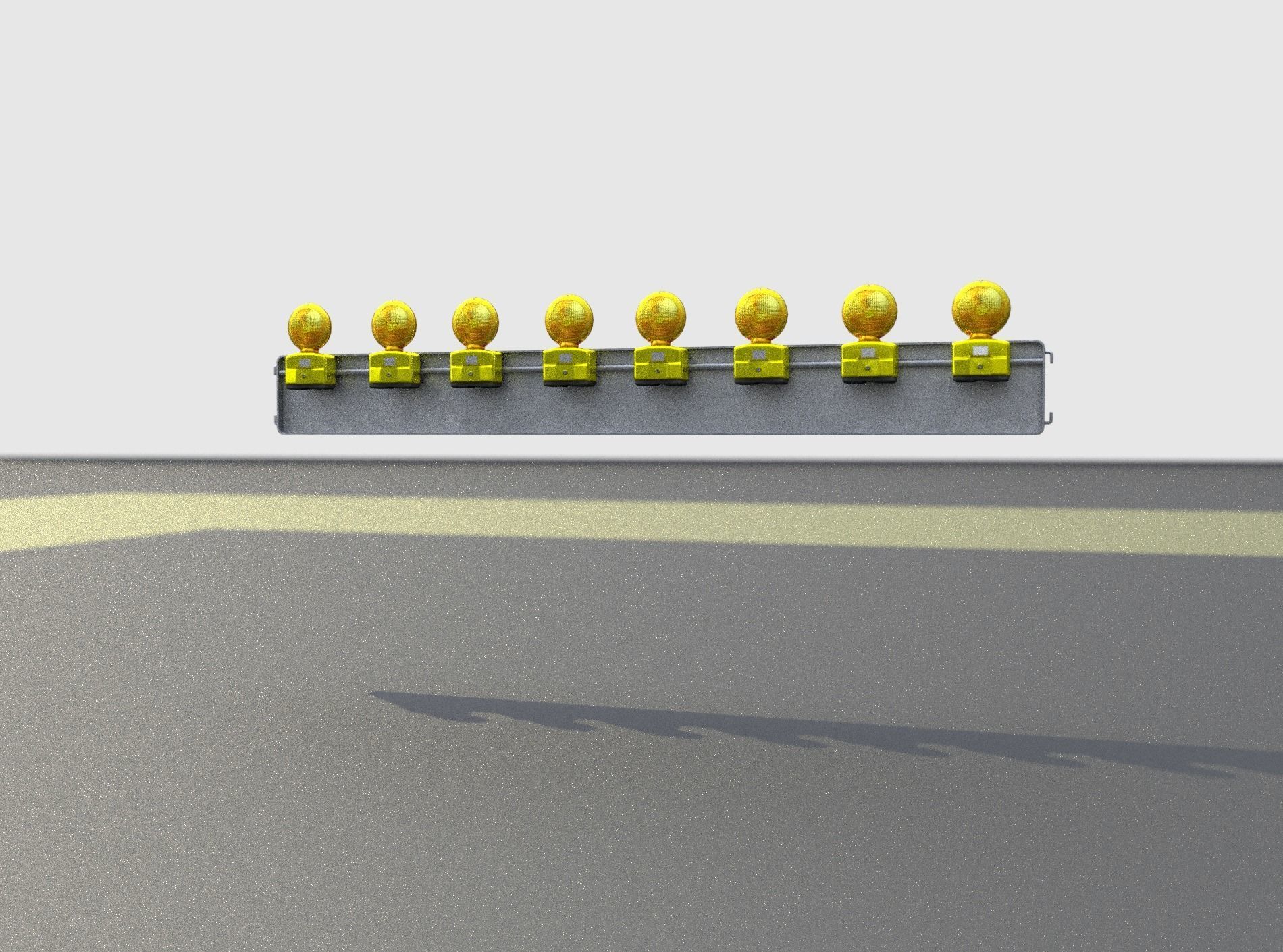 Construction Barrier 4 with warning lights 600-36 250x2400mm Low-poly 3D model_28