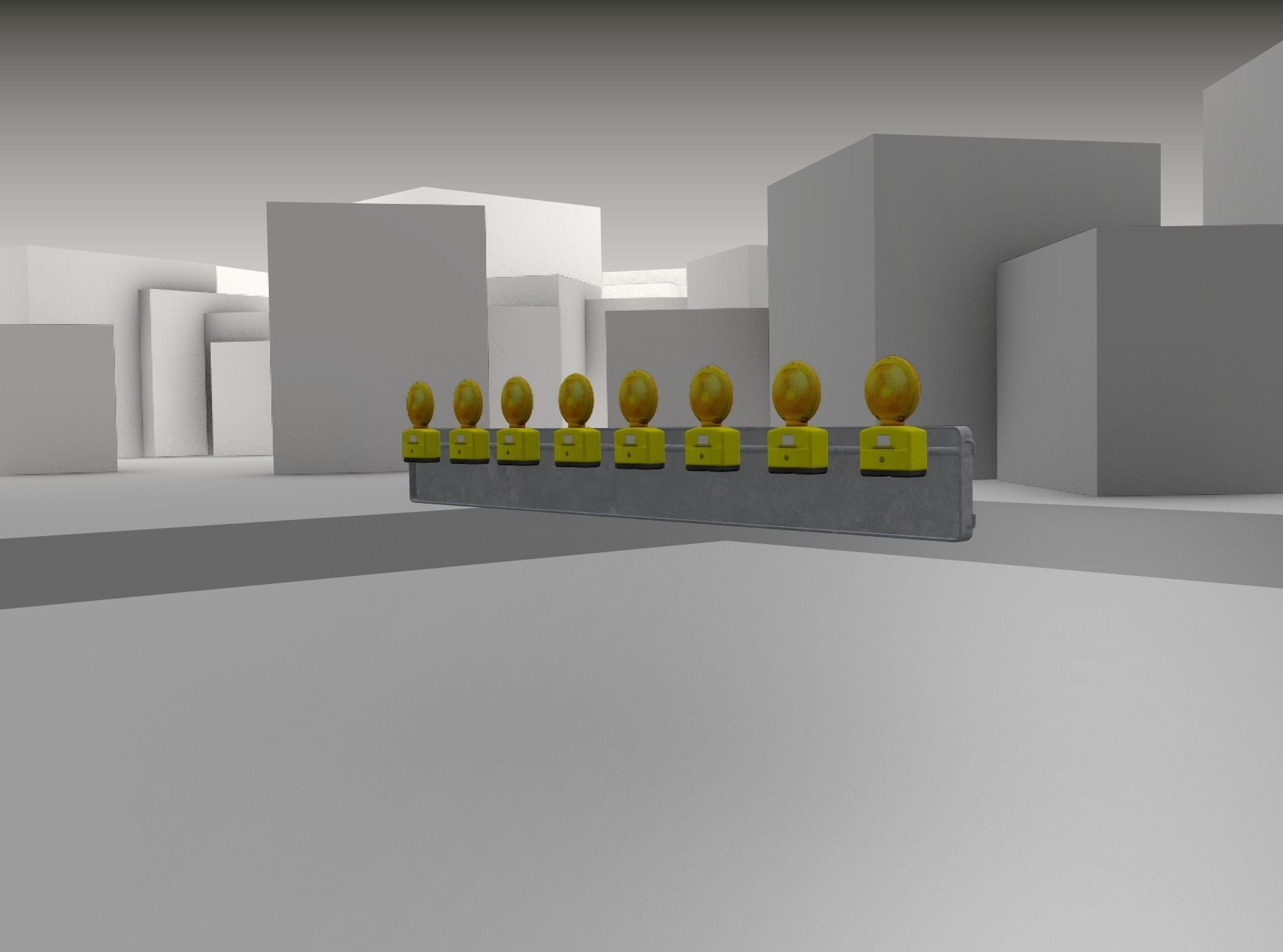 Construction Barrier 4 with warning lights 600-36 250x2400mm Low-poly 3D model_31