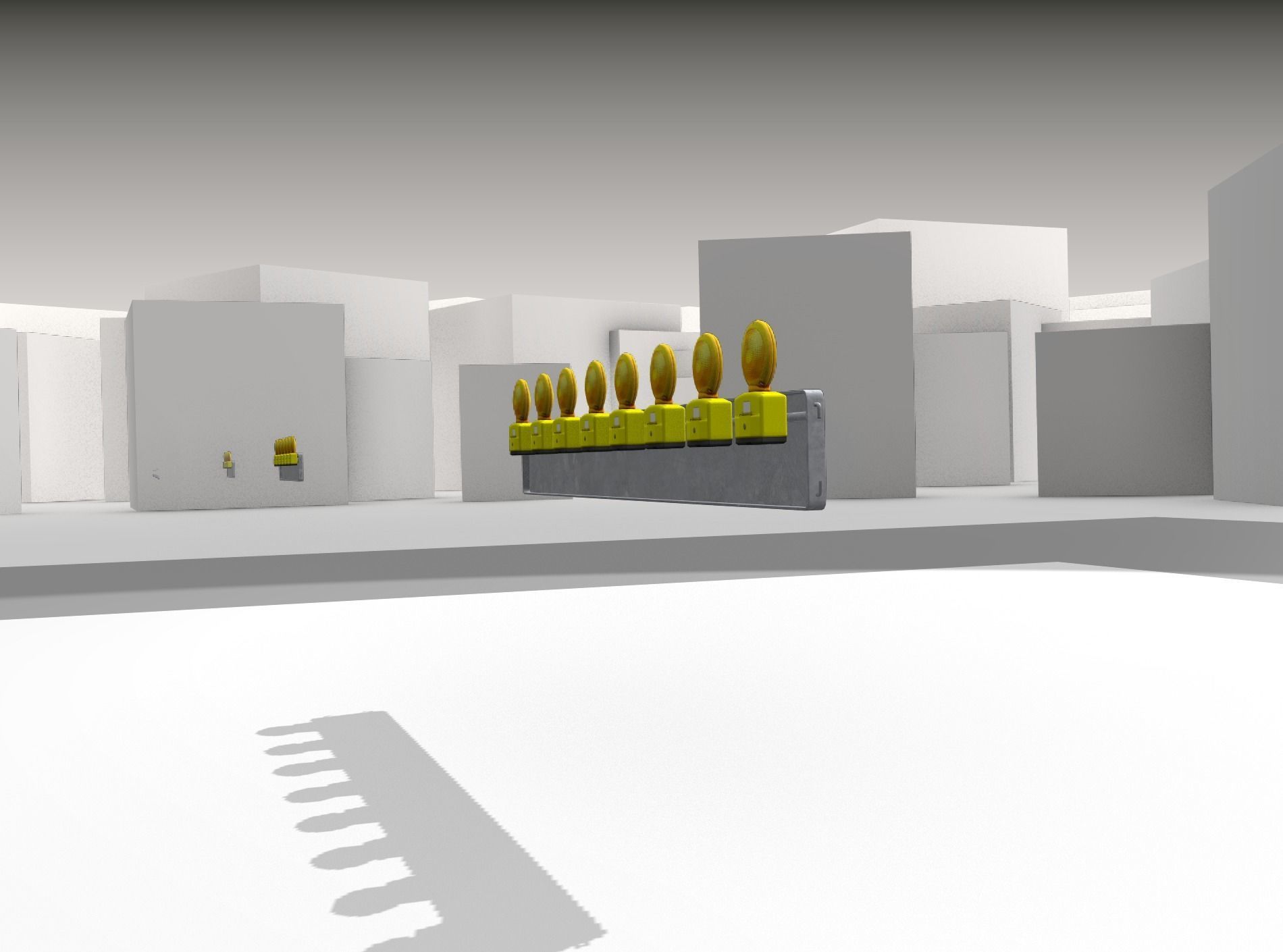 Construction Barrier 4 with warning lights 600-36 250x2400mm Low-poly 3D model_33