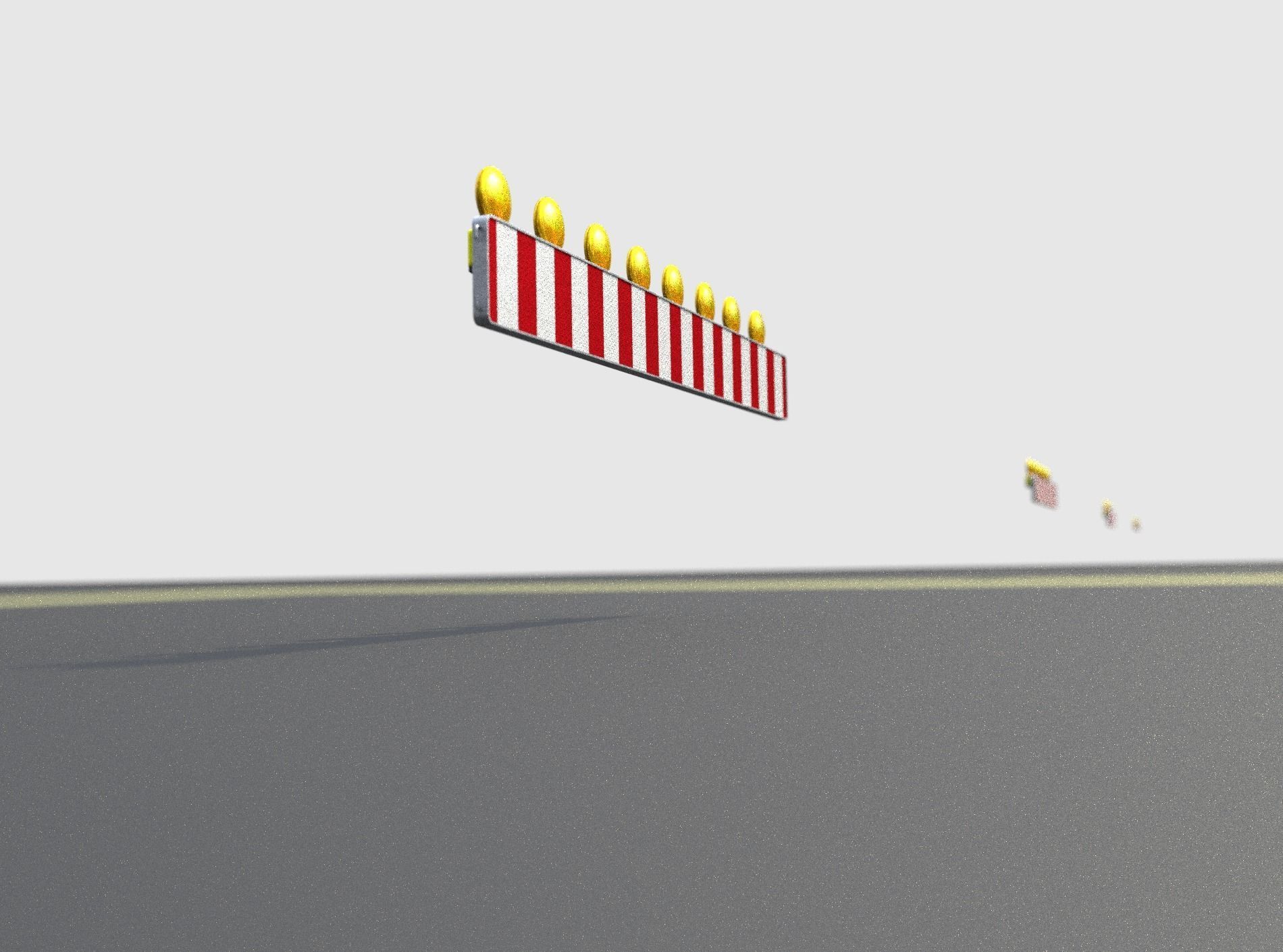 Construction Barrier 4 with warning lights 600-36 250x2400mm Low-poly 3D model_38