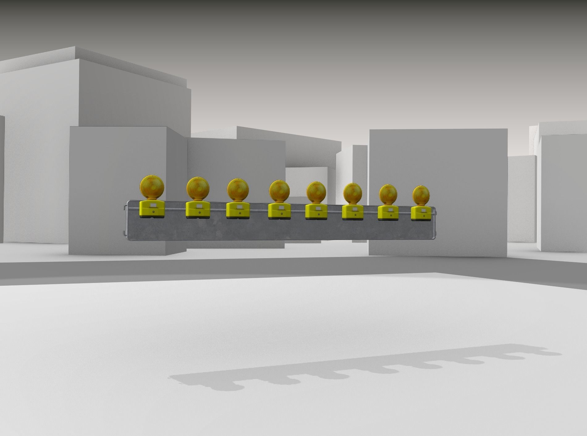 Construction Barrier 4 with warning lights 600-36 250x2400mm Low-poly 3D model_23