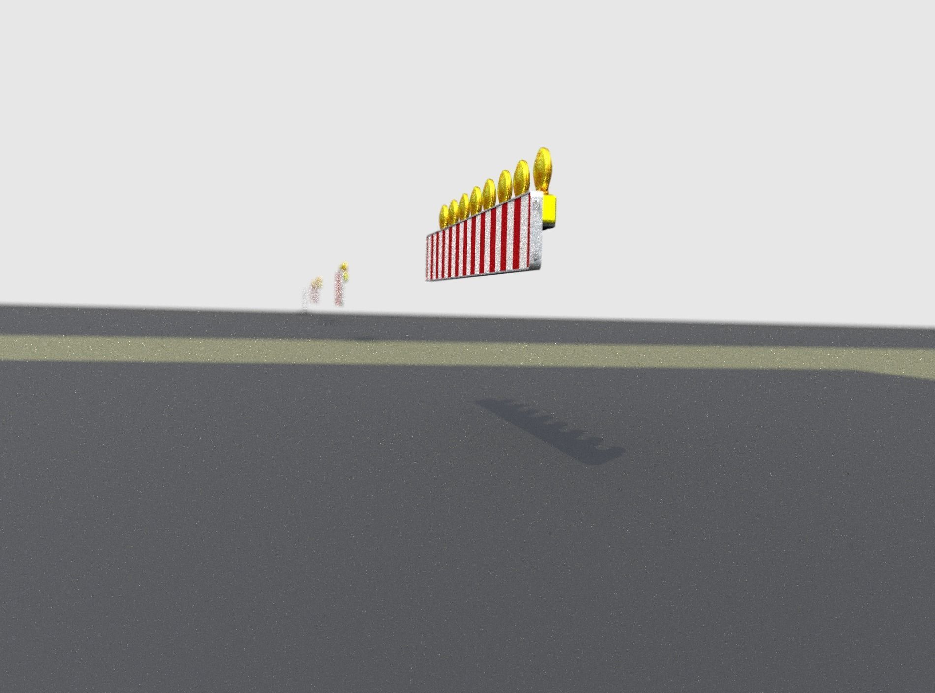 Construction Barrier 4 with warning lights 600-36 250x2400mm Low-poly 3D model_12