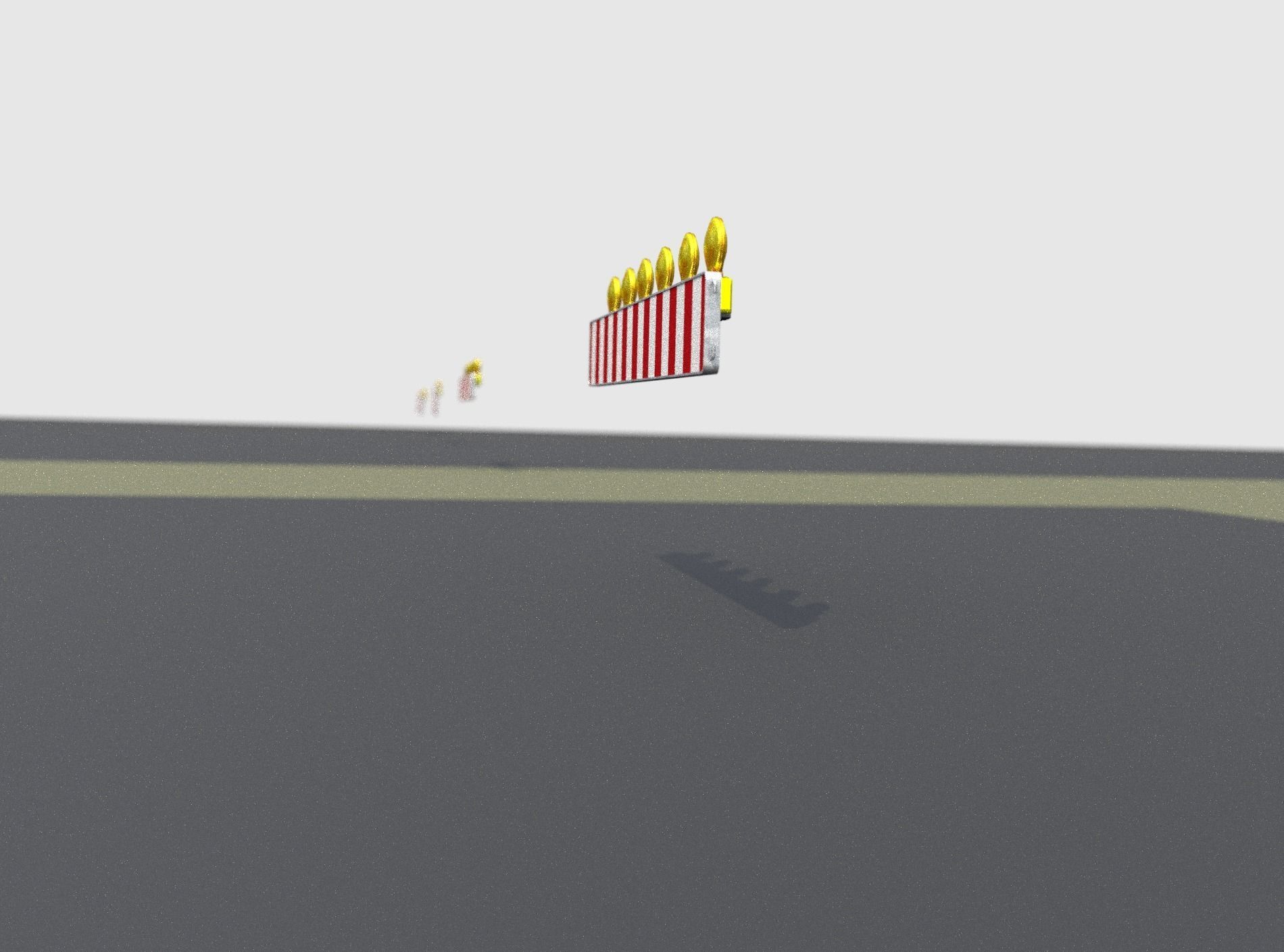 Construction Barrier 4 with warning lights 600-35 250x2000mm Low-poly 3D model_12