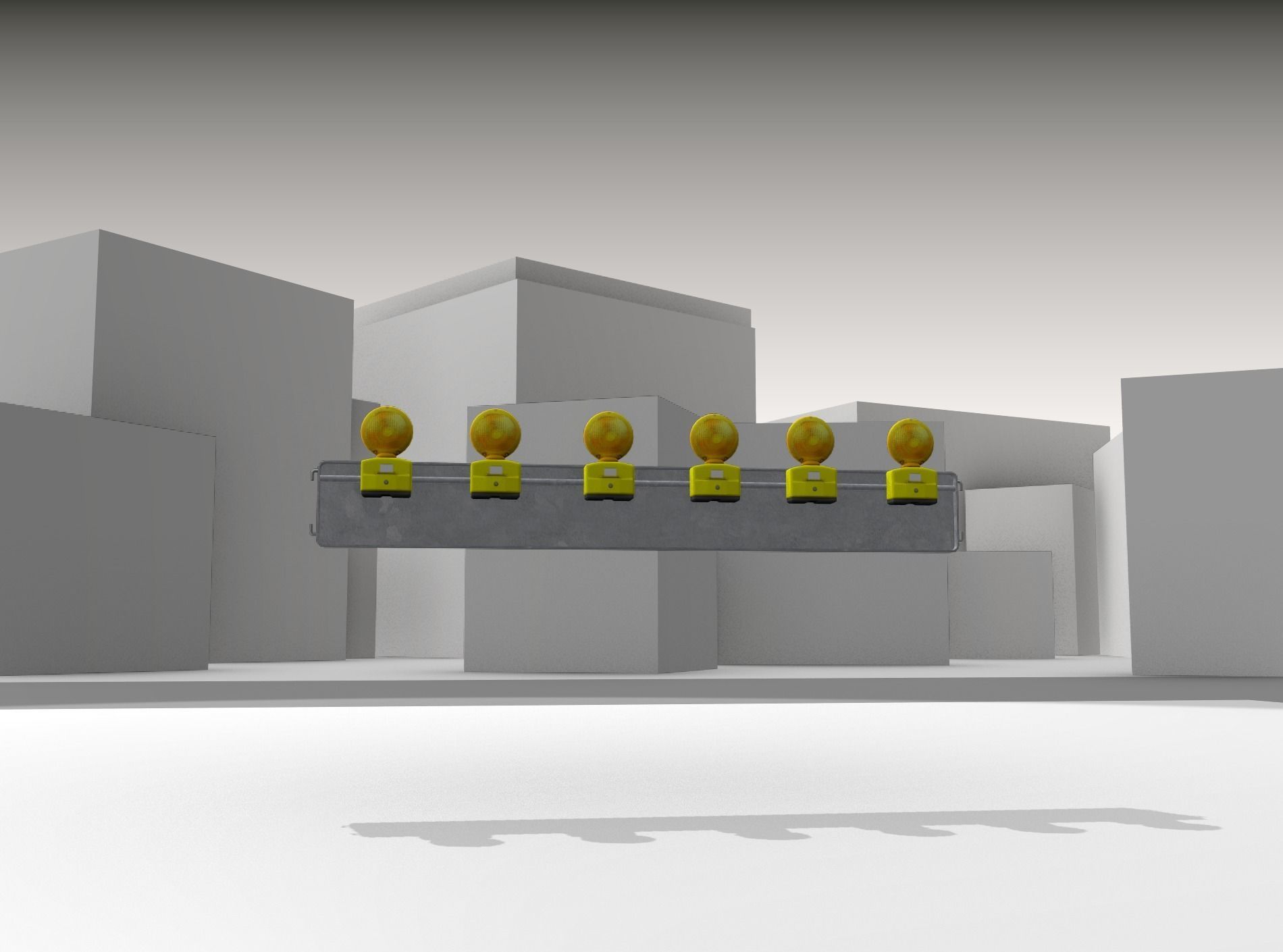 Construction Barrier 4 with warning lights 600-35 250x2000mm Low-poly 3D model_25