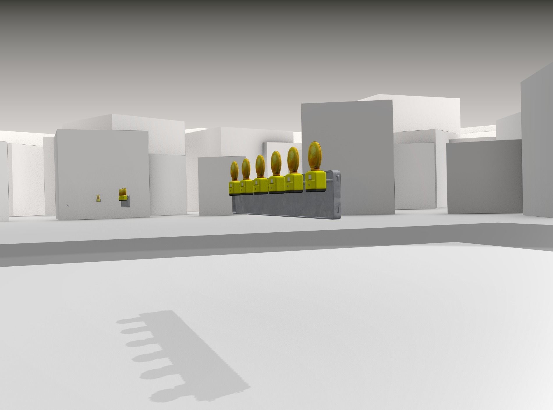 Construction Barrier 4 with warning lights 600-35 250x2000mm Low-poly 3D model_33