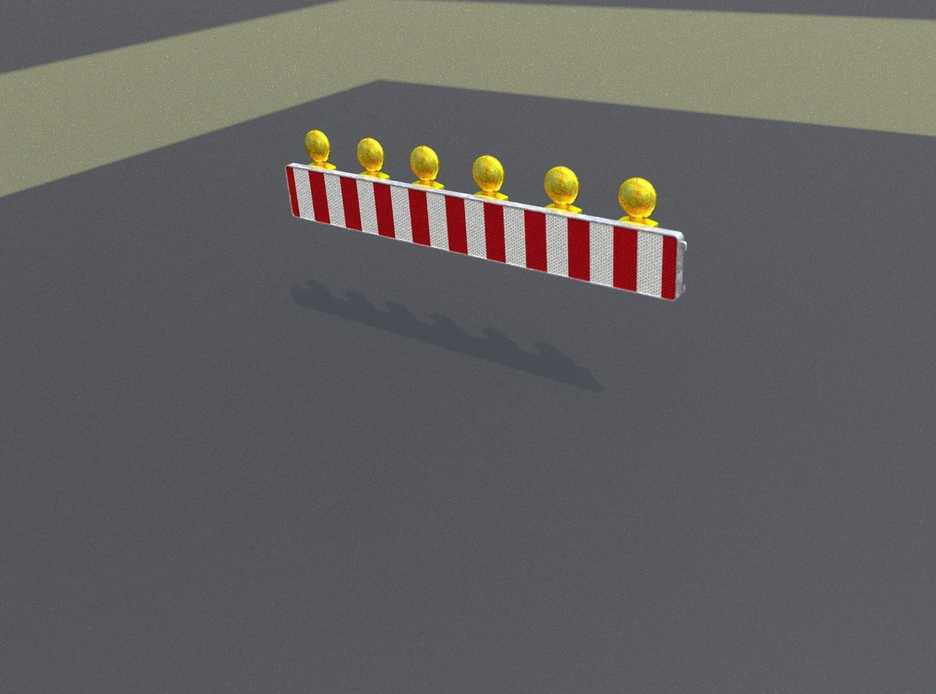 Construction Barrier 4 with warning lights 600-35 250x2000mm Low-poly 3D model_8