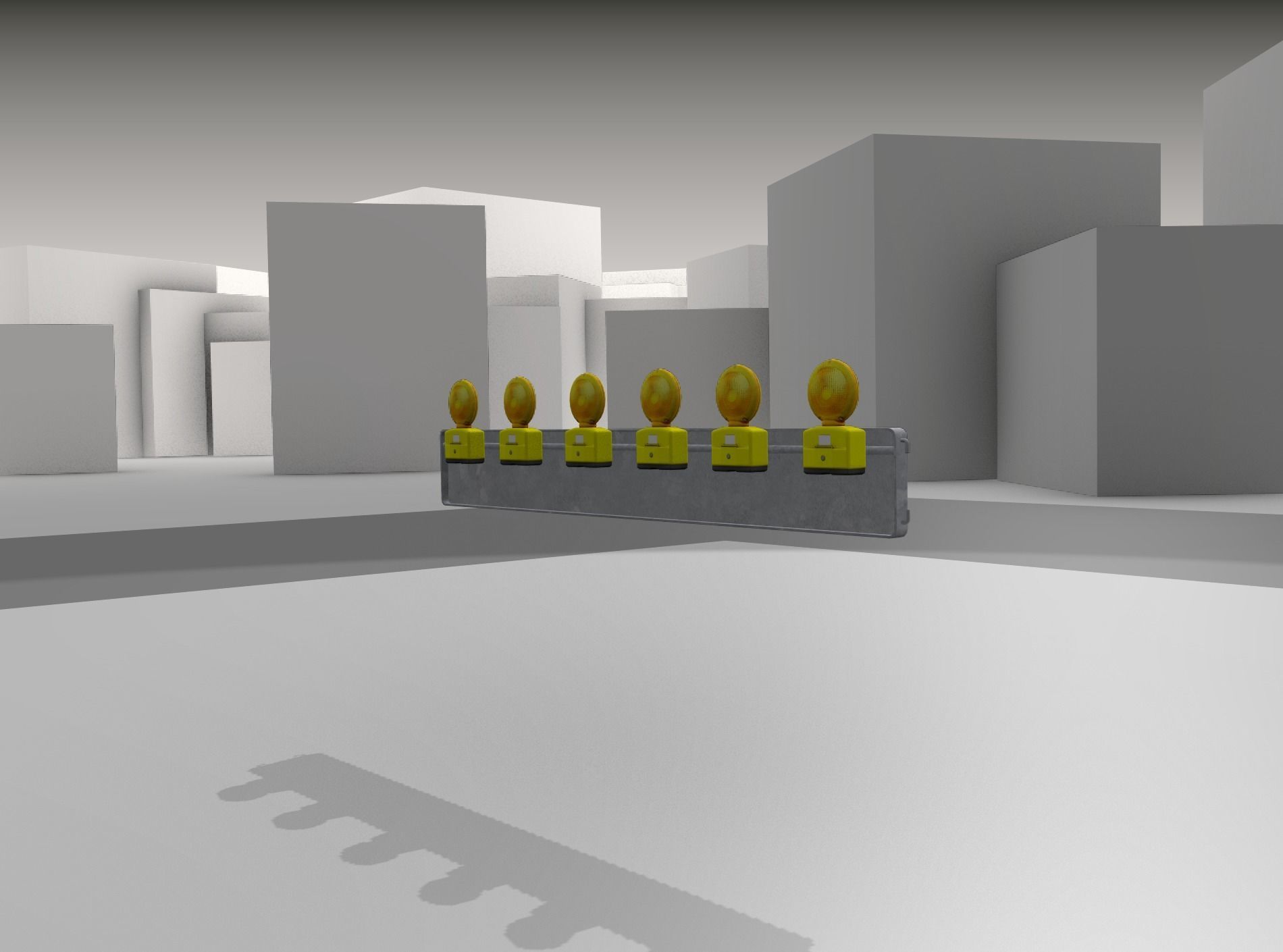 Construction Barrier 4 with warning lights 600-35 250x2000mm Low-poly 3D model_31