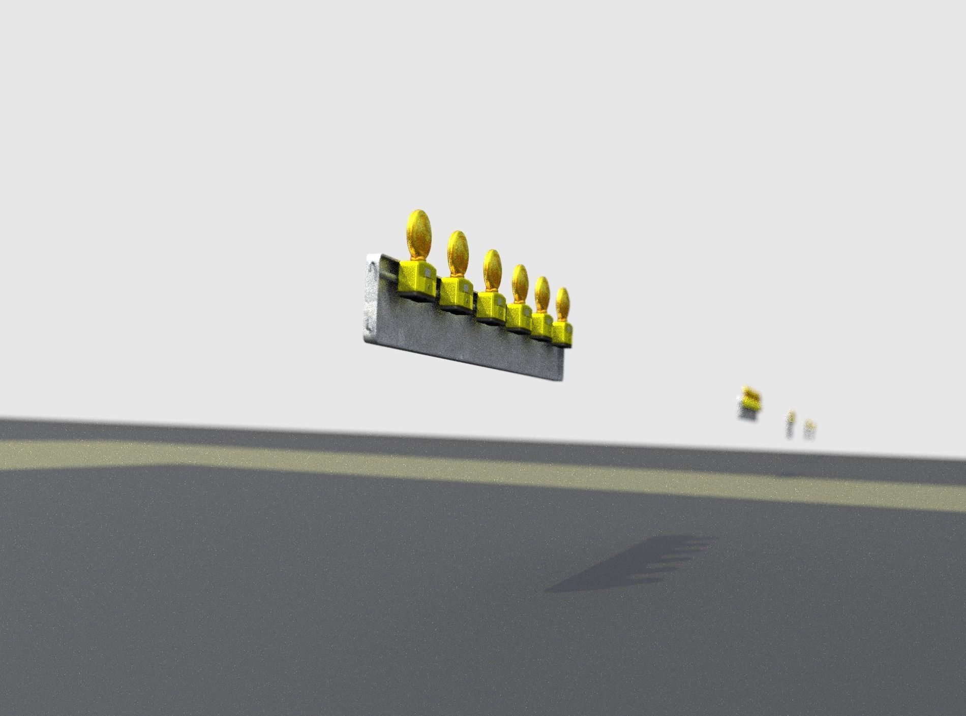 Construction Barrier 4 with warning lights 600-35 250x2000mm Low-poly 3D model_16