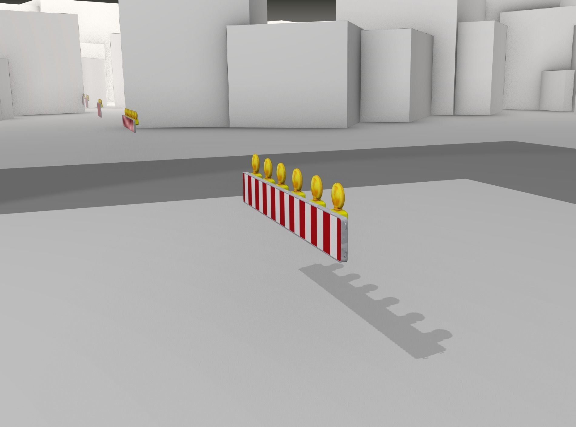 Construction Barrier 4 with warning lights 600-35 250x2000mm Low-poly 3D model_11