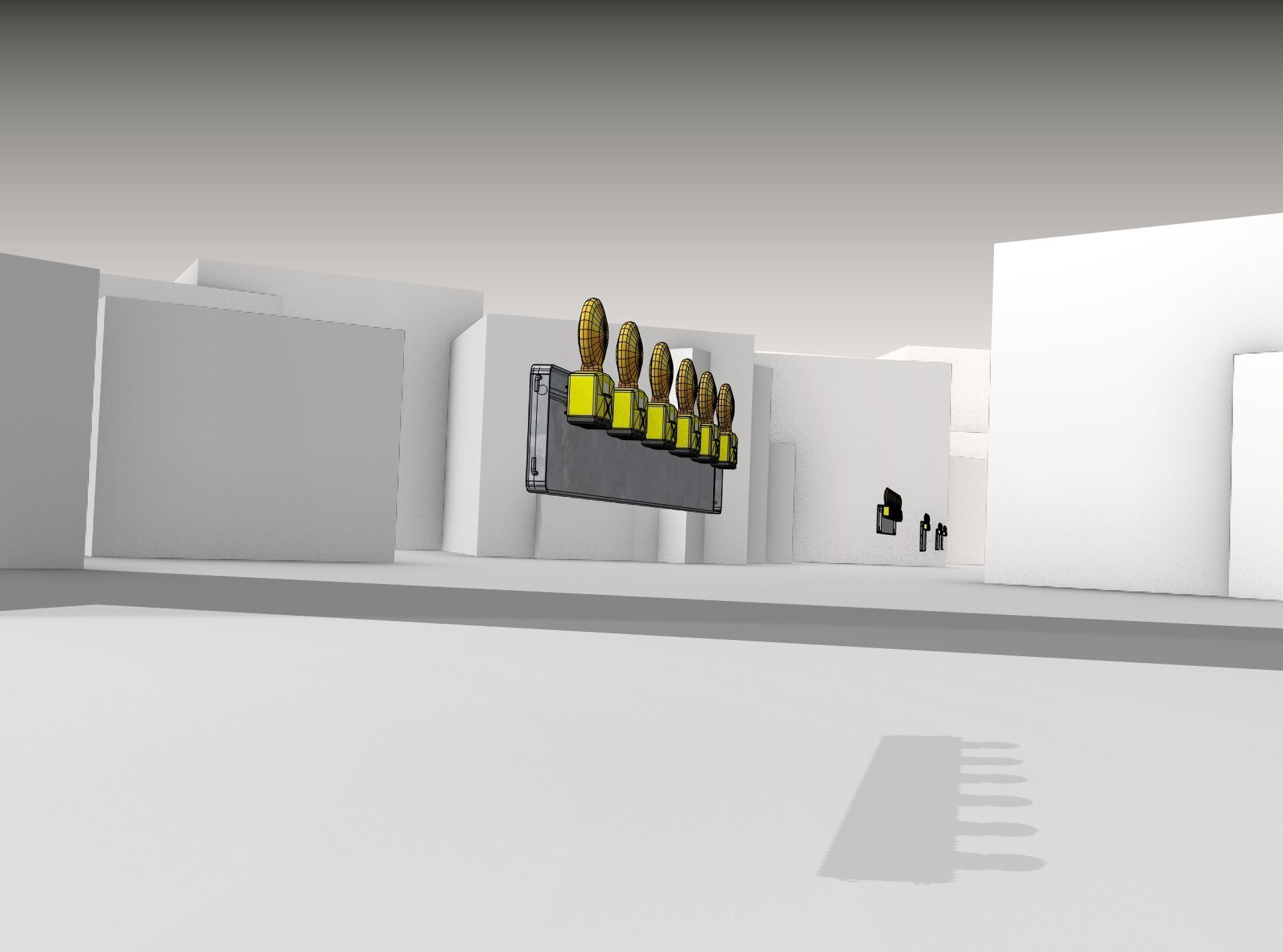 Construction Barrier 4 with warning lights 600-35 250x2000mm Low-poly 3D model_15