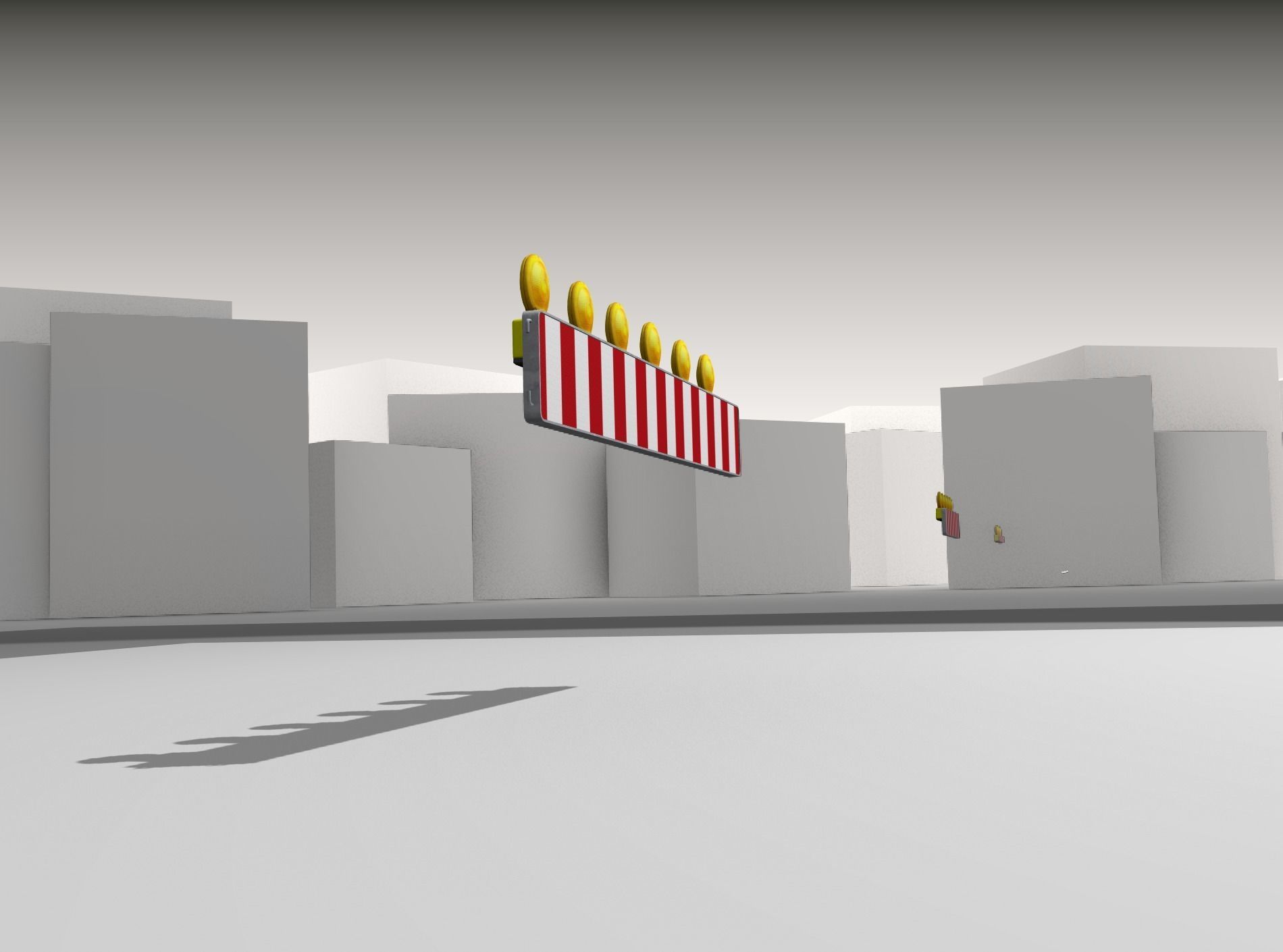 Construction Barrier 4 with warning lights 600-35 250x2000mm Low-poly 3D model_37