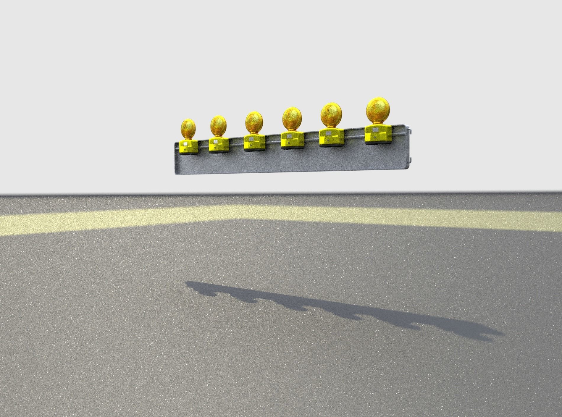 Construction Barrier 4 with warning lights 600-35 250x2000mm Low-poly 3D model_30