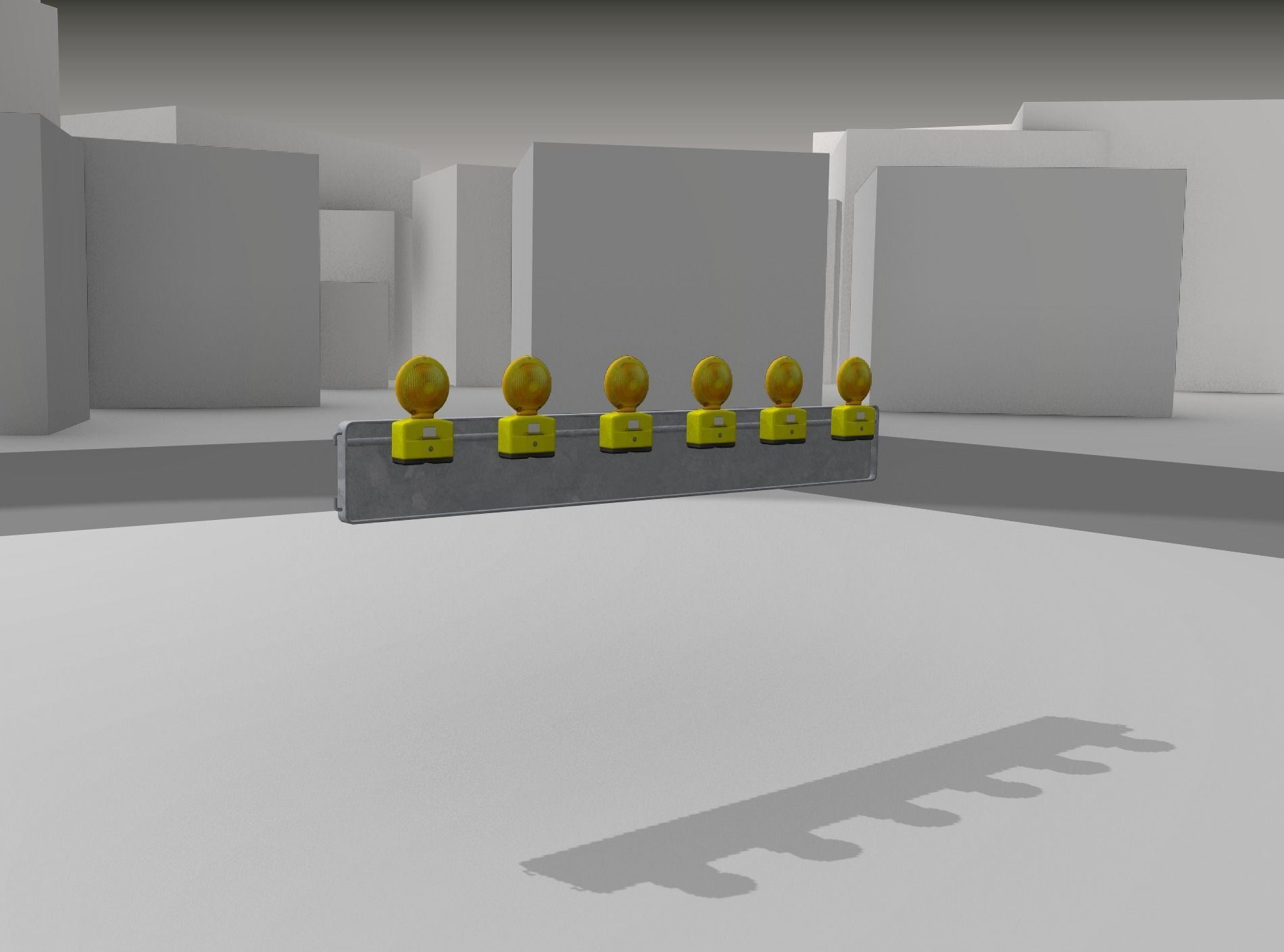 Construction Barrier 4 with warning lights 600-35 250x2000mm Low-poly 3D model_21