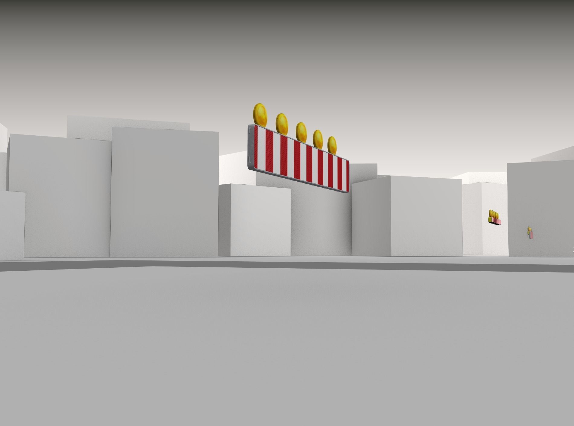 Construction Barrier 4 with warning lights 600-34 250x1600mm Low-poly 3D model_39